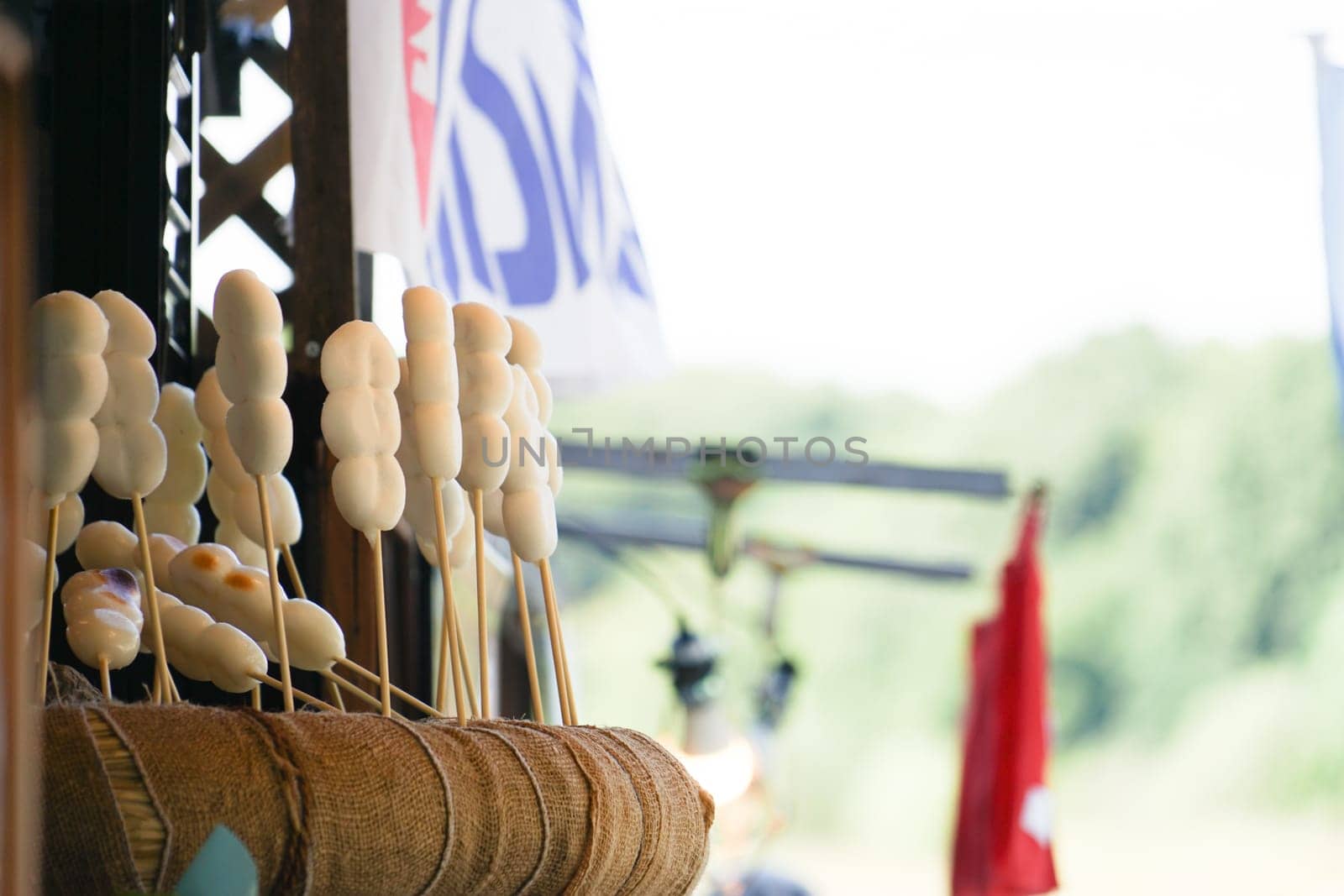 Row of dango stalls. Shooting Location: Tachikawa City, Tokyo