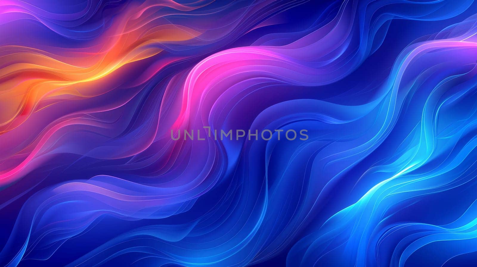 A mesmerizing abstract design features flowing blue and pink waves, creating a sense of motion and depth. The rich colors blend beautifully, evoking a dynamic and energetic atmosphere.