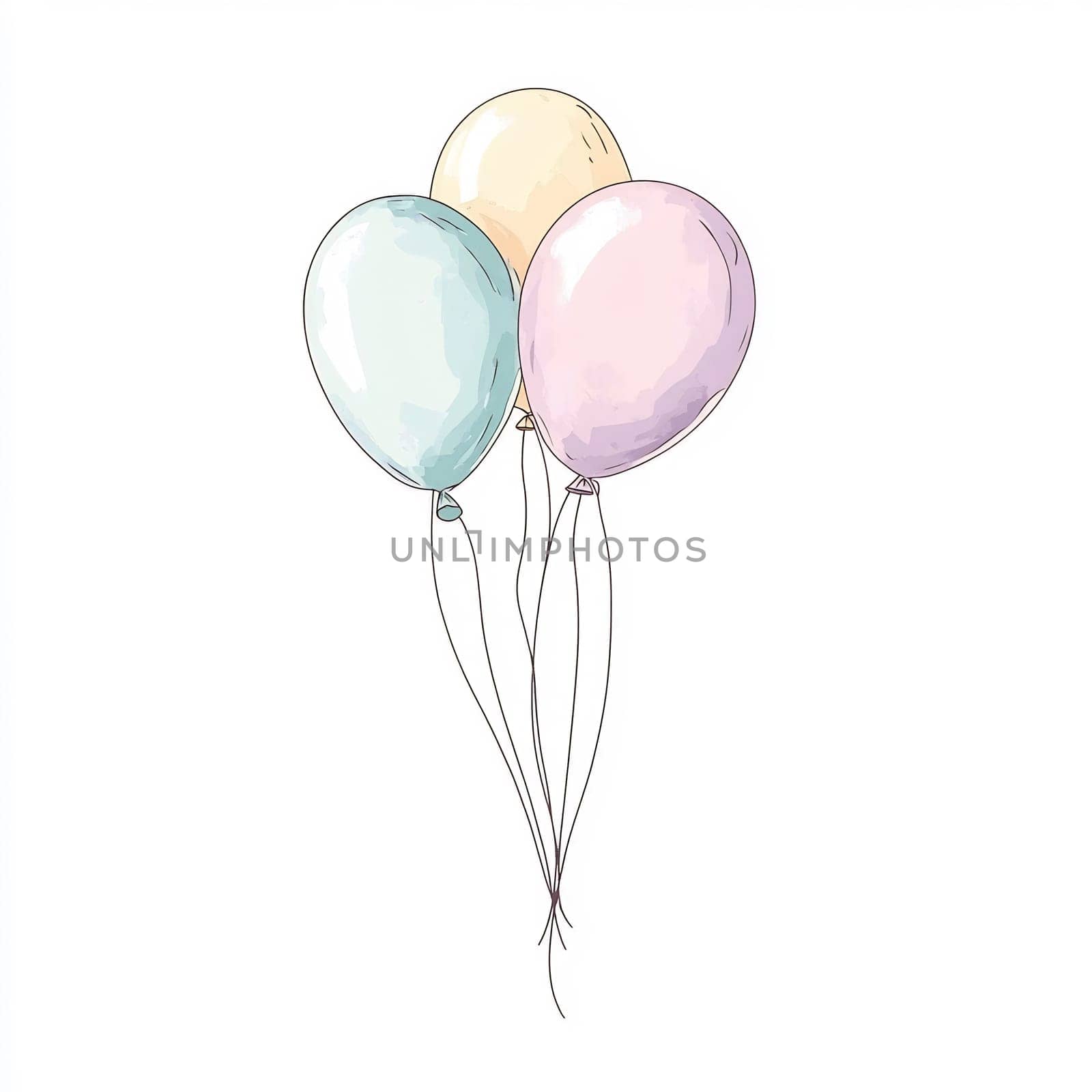 Three pastel balloons float gently, bringing a sense of joy and festivity to any celebration or gathering.