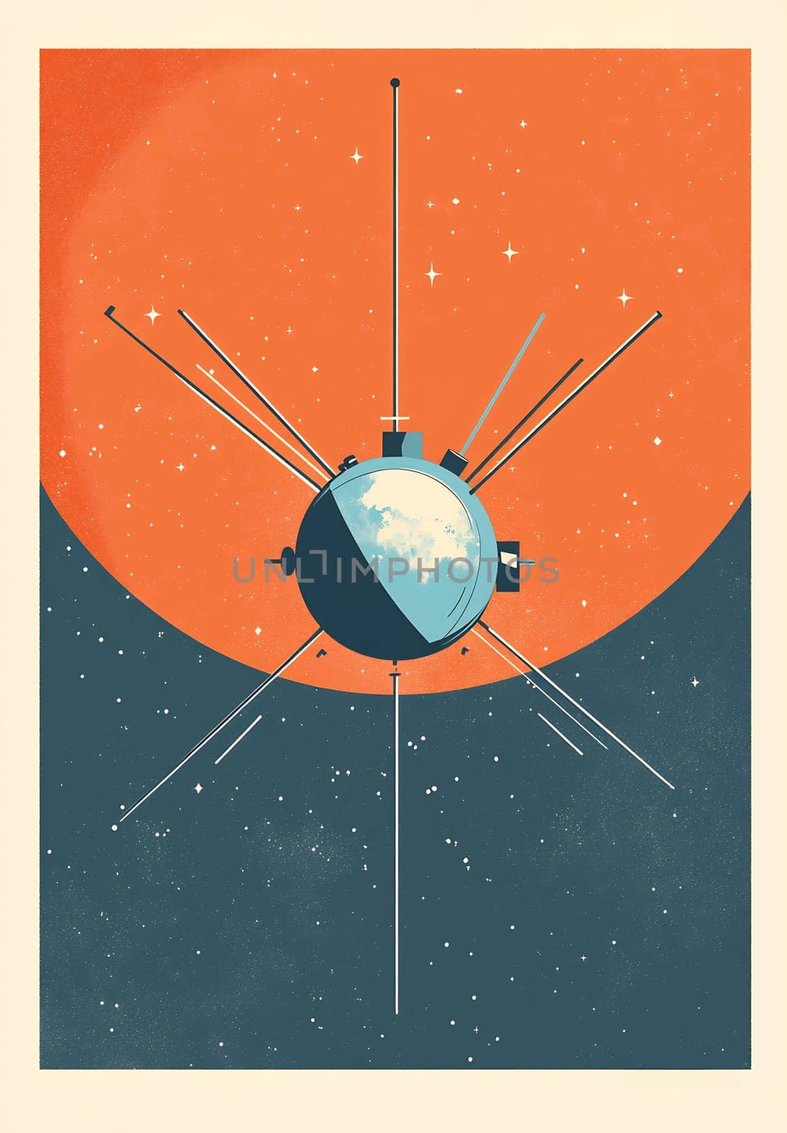 A stylized representation of a planet surrounded by stellar elements, showcasing the beauty of the cosmos against a vibrant backdrop.