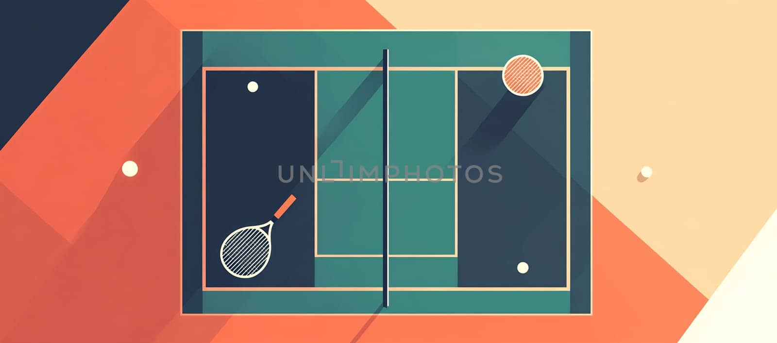 Two players engage in a friendly tennis match on a colorful court, enjoying the sport and outdoor activity in sunny weather.