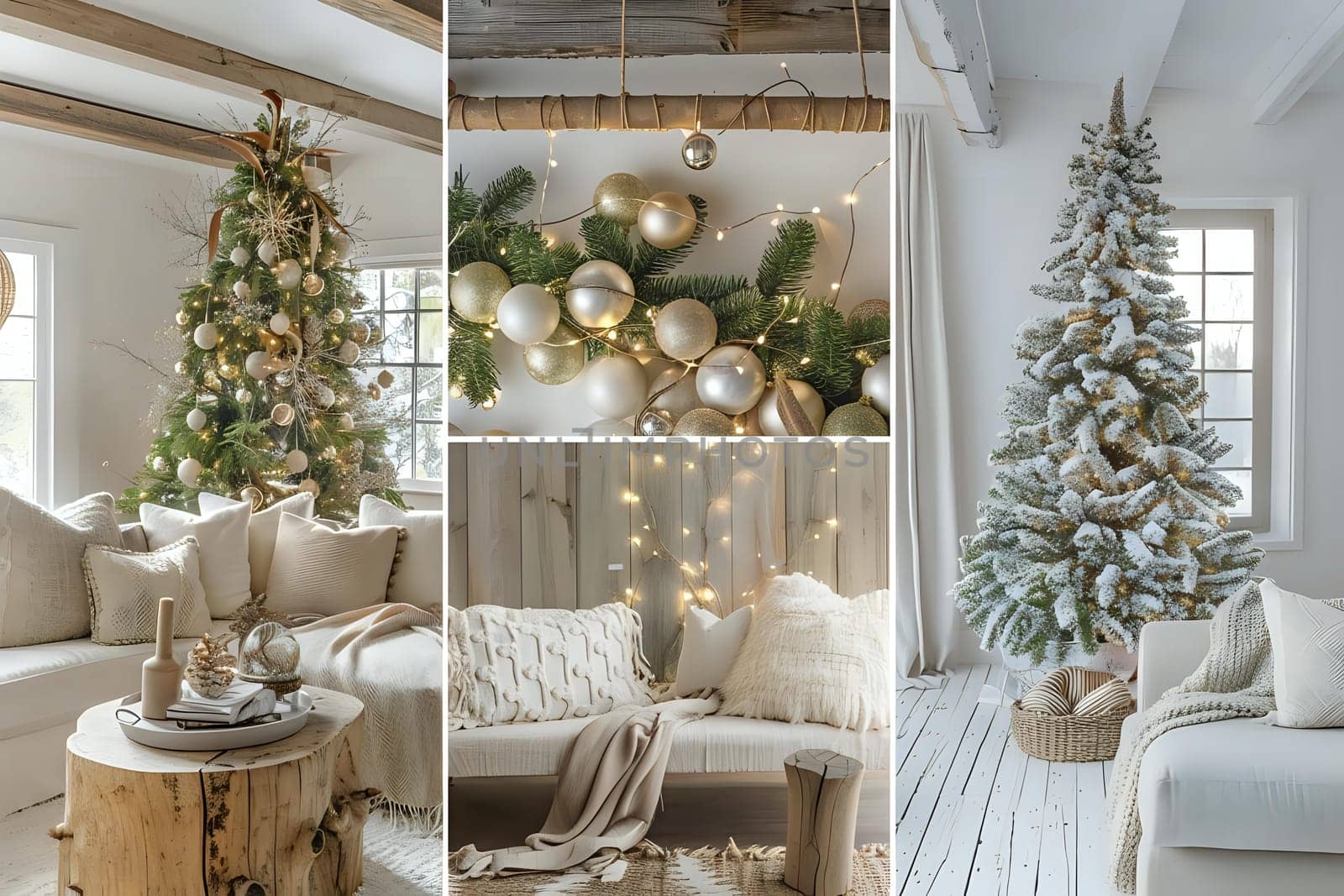 Decorating Ideas:  Transforming Living Spaces with Elegant Christmas Trees, Warm Lighting, and Luxurious Textures for a Festive and Cozy Atmosphere.  Achieving a Serene Winter Wonderland Aesthetic in Your Home using Neutral Color Palettes and Natural Elements.