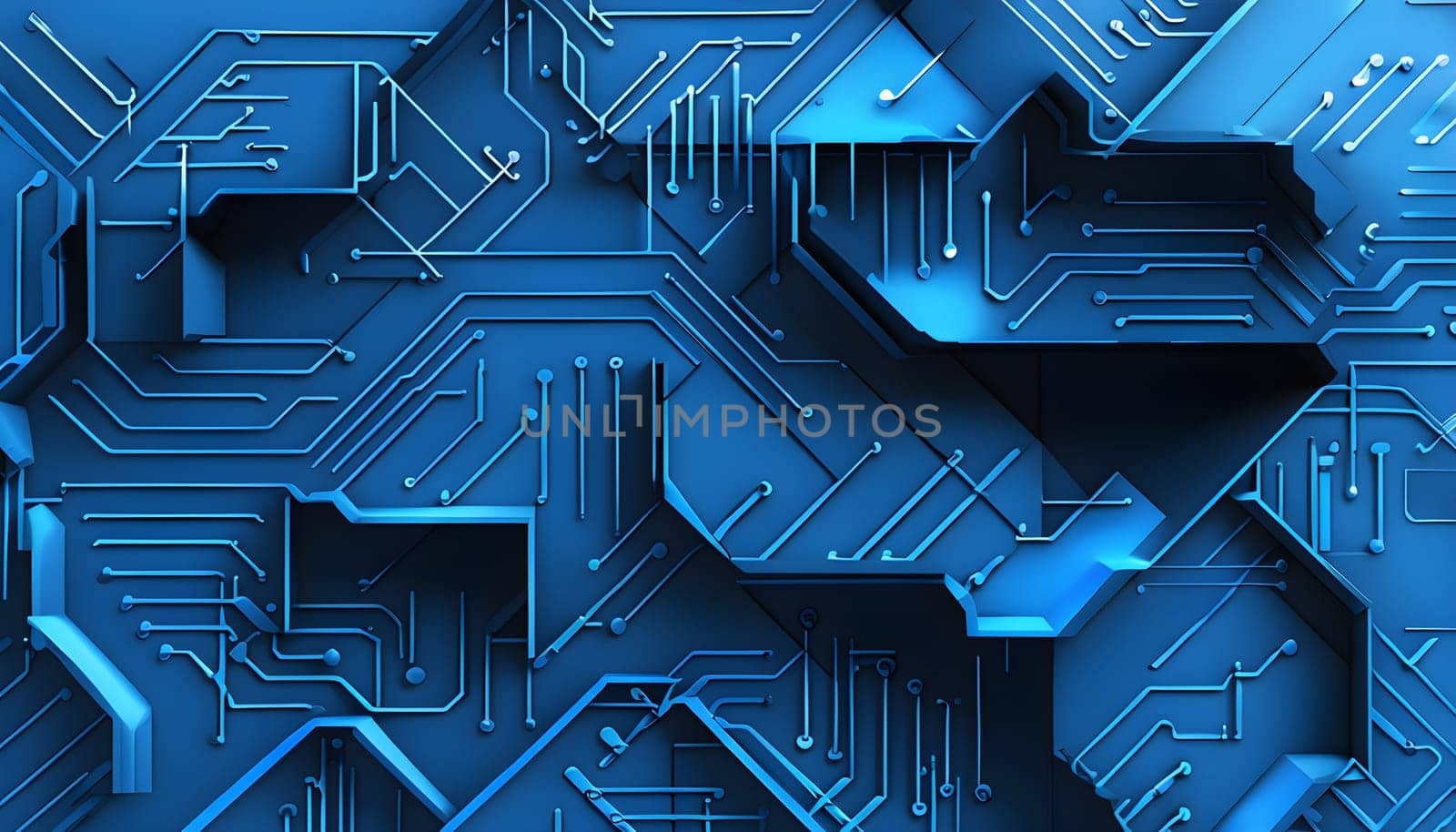 interlocking geometric shapes that morph into circuits