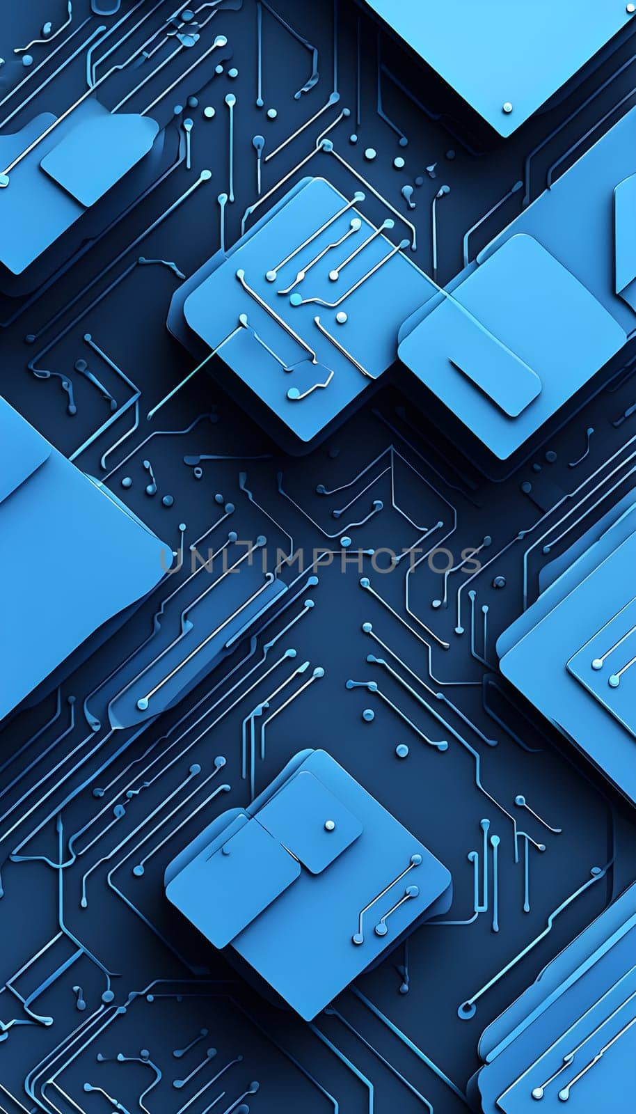 interlocking geometric shapes that morph into circuits