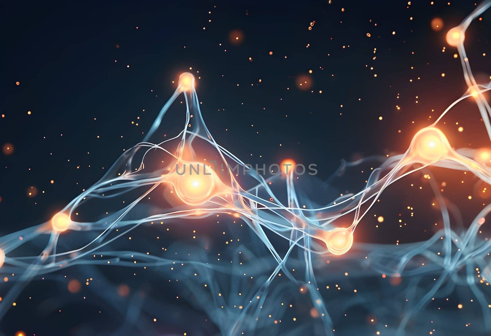 flowing neural network, with glowing nodes connecting and disconnecting in a smooth and rhythmic pattern