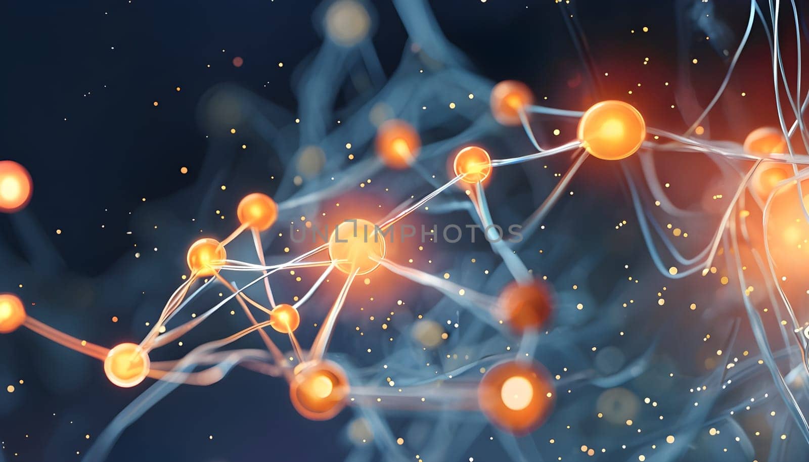 flowing neural network, with glowing nodes connecting and disconnecting in a smooth and rhythmic pattern