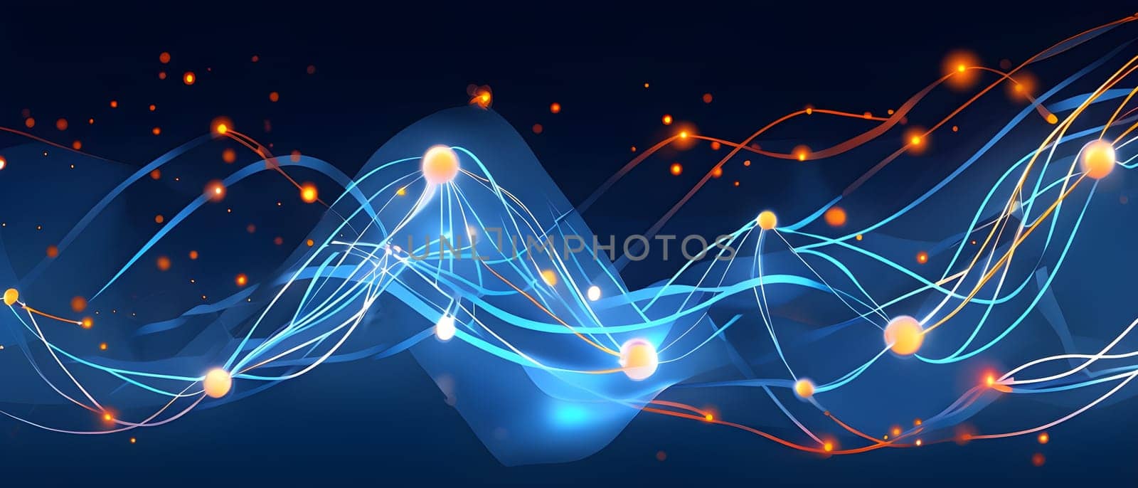 flowing neural network, with glowing nodes connecting and disconnecting in a smooth and rhythmic pattern