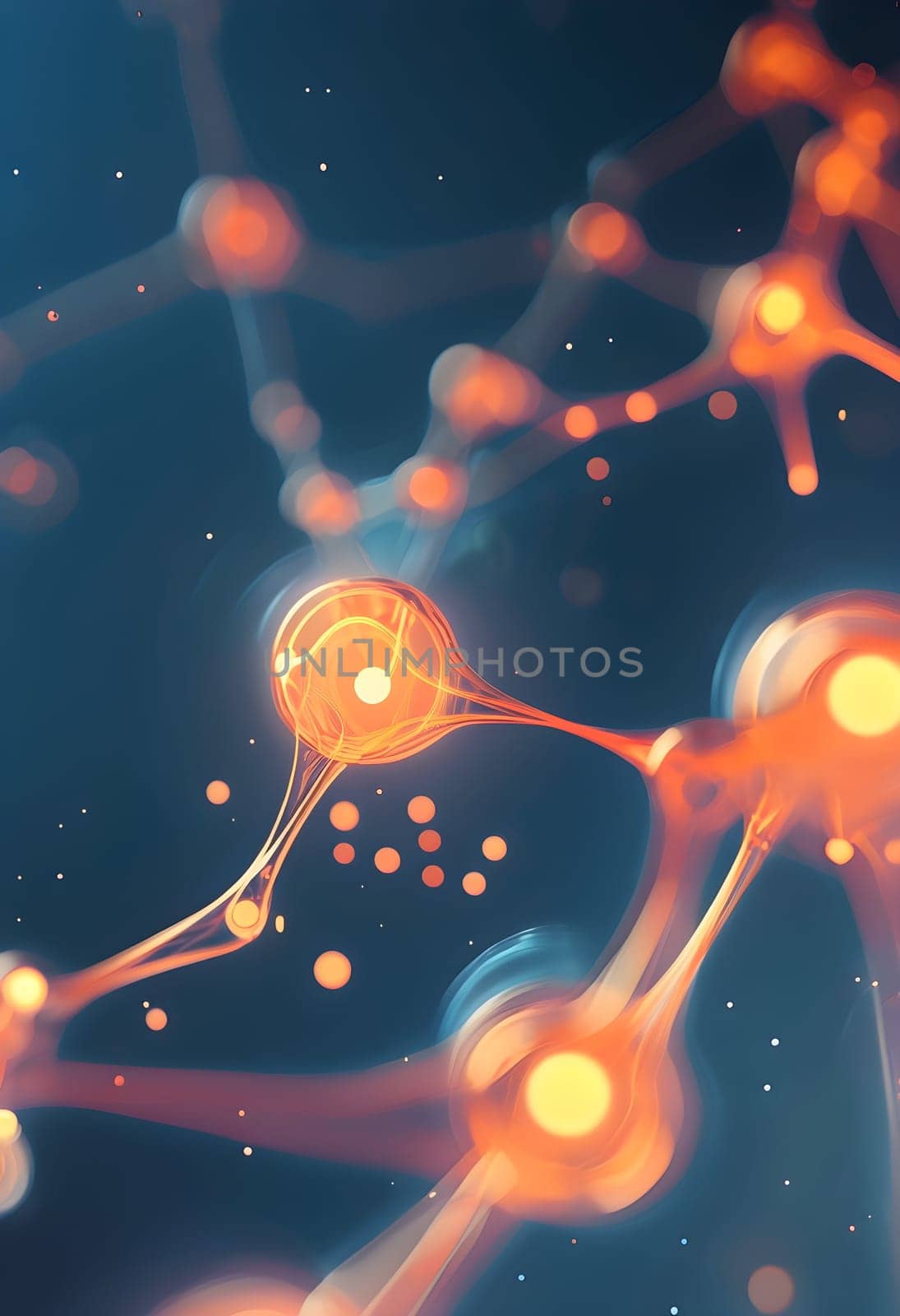 flowing neural network, with glowing nodes connecting and disconnecting in a smooth and rhythmic pattern