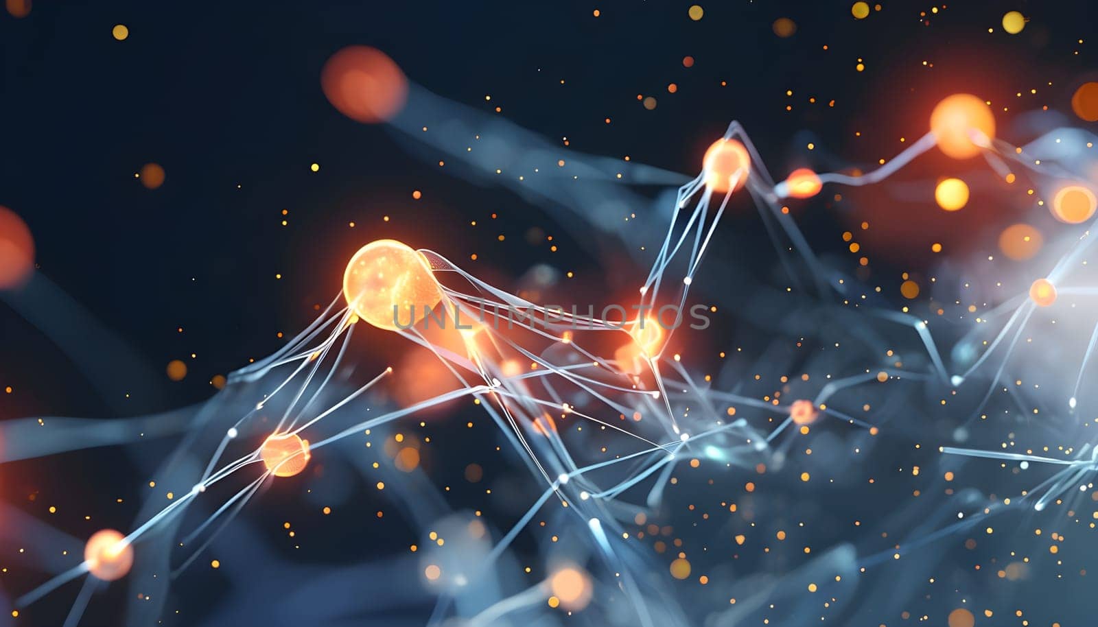 flowing neural network, with glowing nodes connecting and disconnecting in a smooth and rhythmic pattern