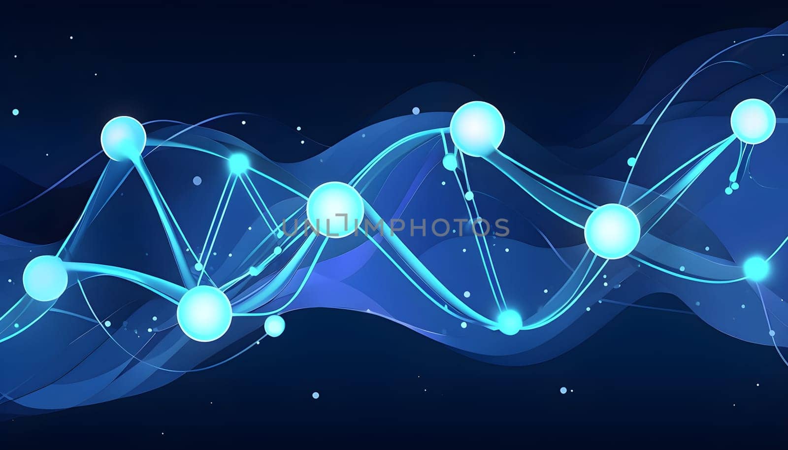 flowing neural network, with glowing nodes connecting and disconnecting in a smooth and rhythmic pattern