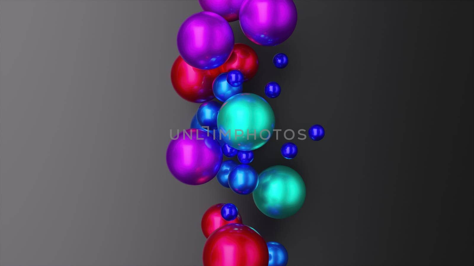 Multicolored spheres in a row. Computer generated