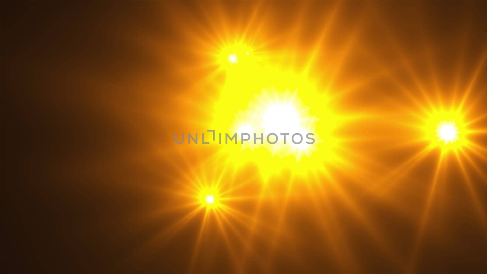 Multiple gold flashlights. Computer generated
