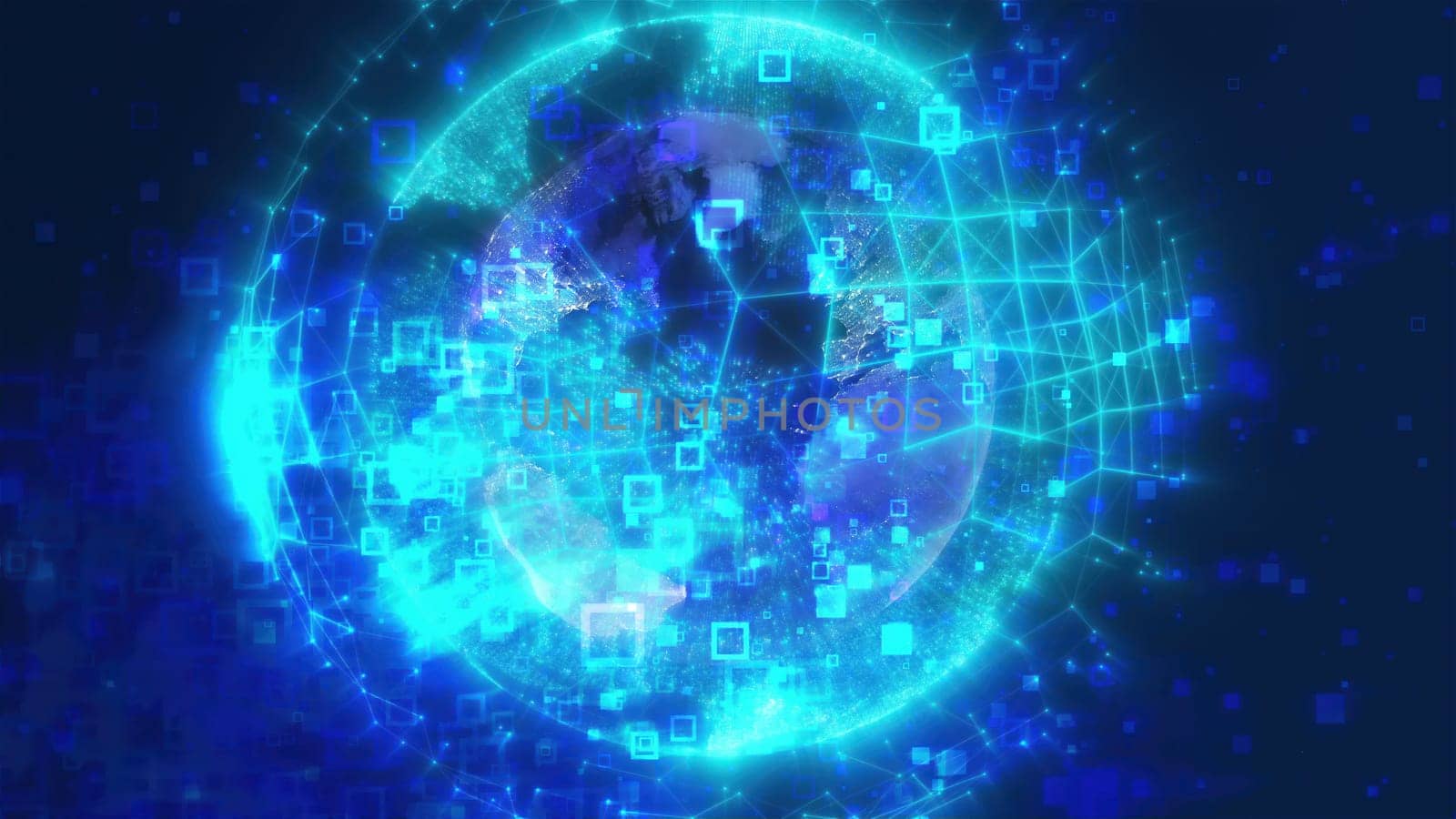 Digital Earth with stroke blocks. Computer generated