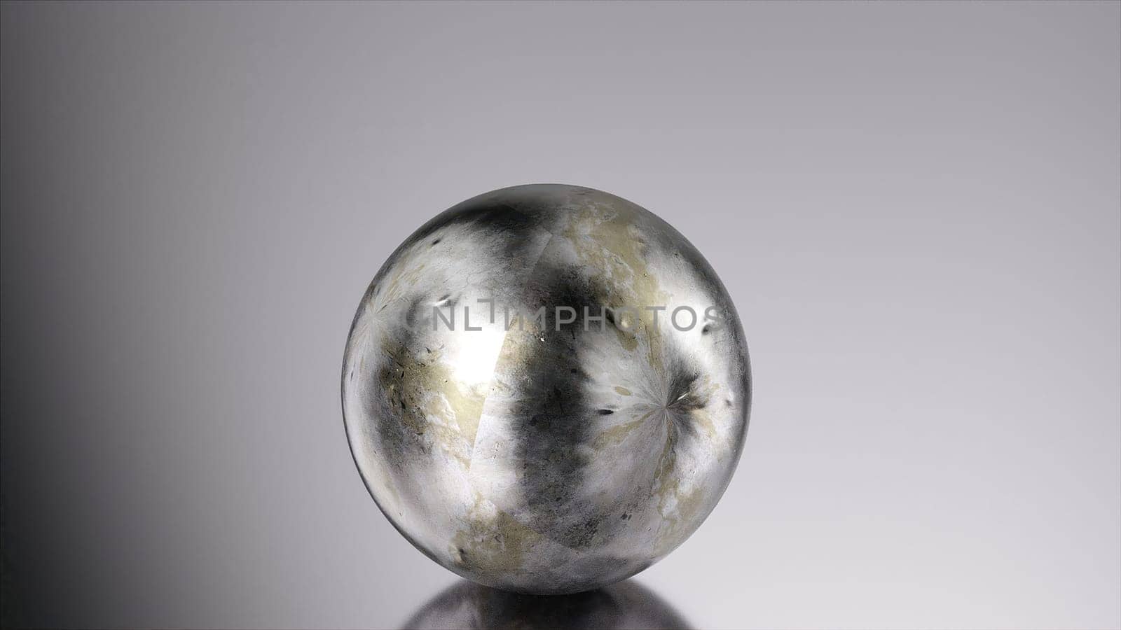 Metal sphere on white background. Computer generated