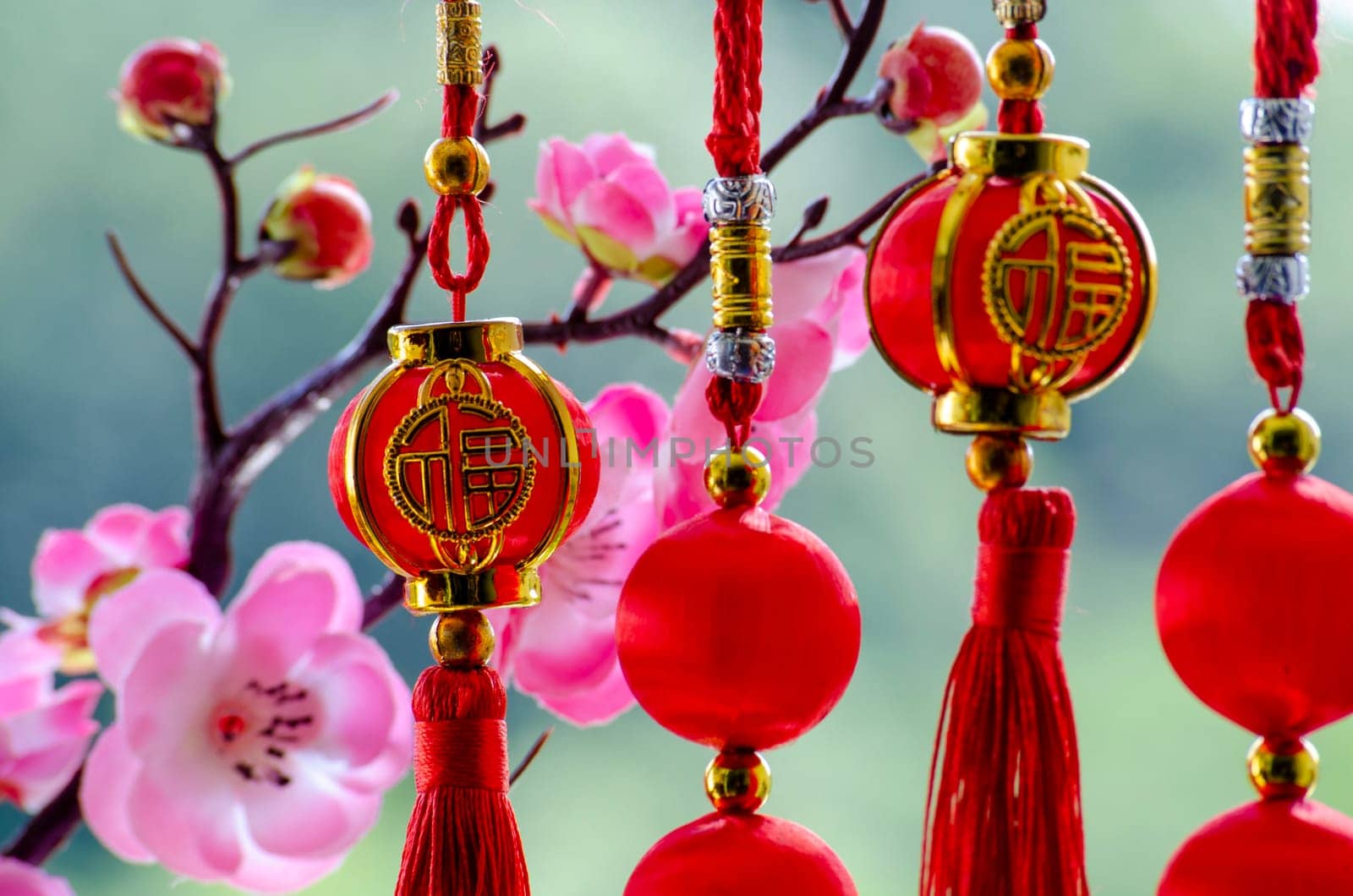 Outdoor view of Chinese New Year celebration with customizable space for text. Copy space and Chinese New Year celebration concept.