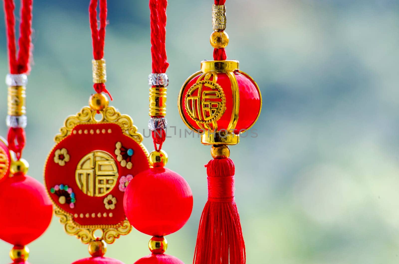 Chinese New Year decoration with customizable space for text. Season of Holidays and celebration.