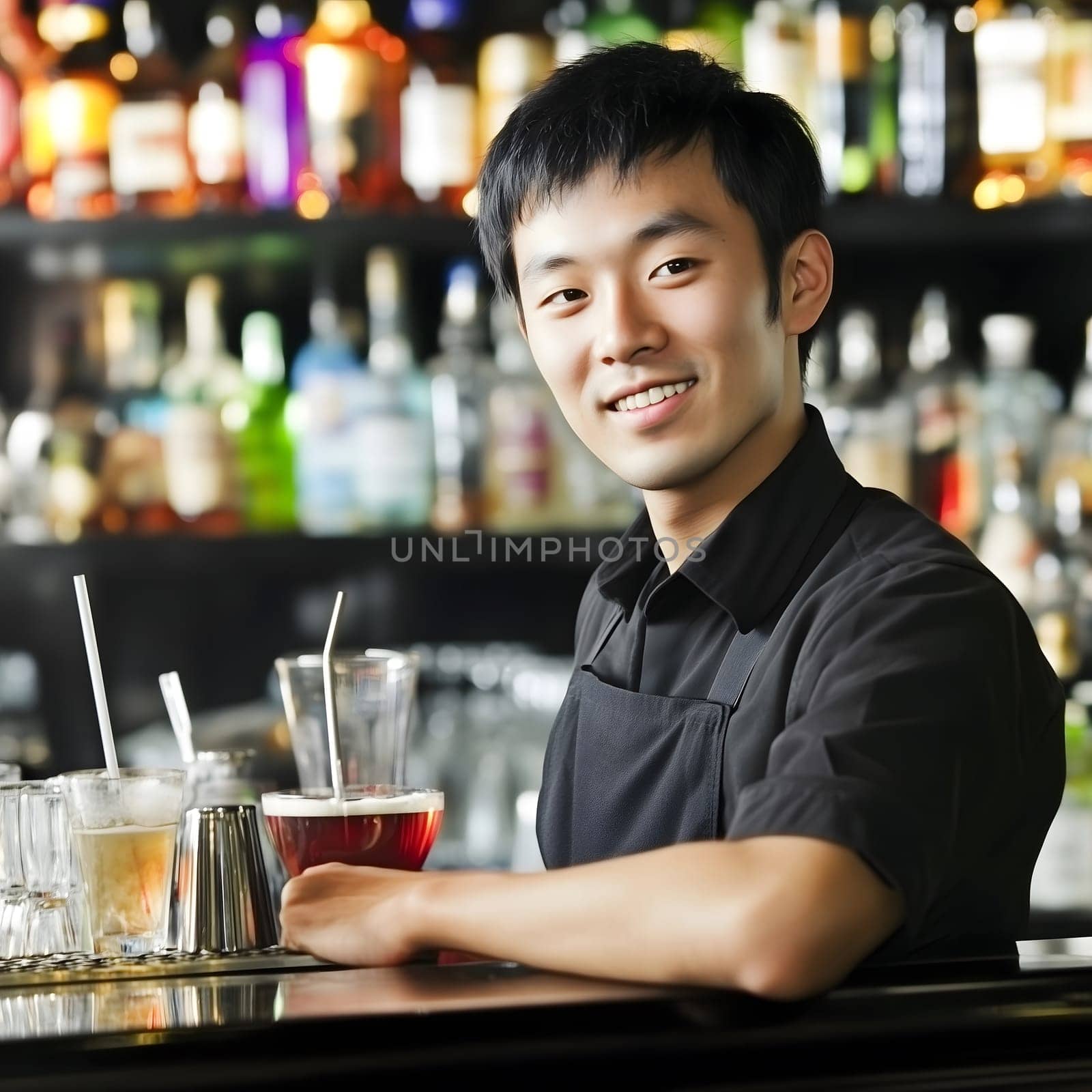 Smiling Bartender Professional Barkeeper Man Male Bar Worker