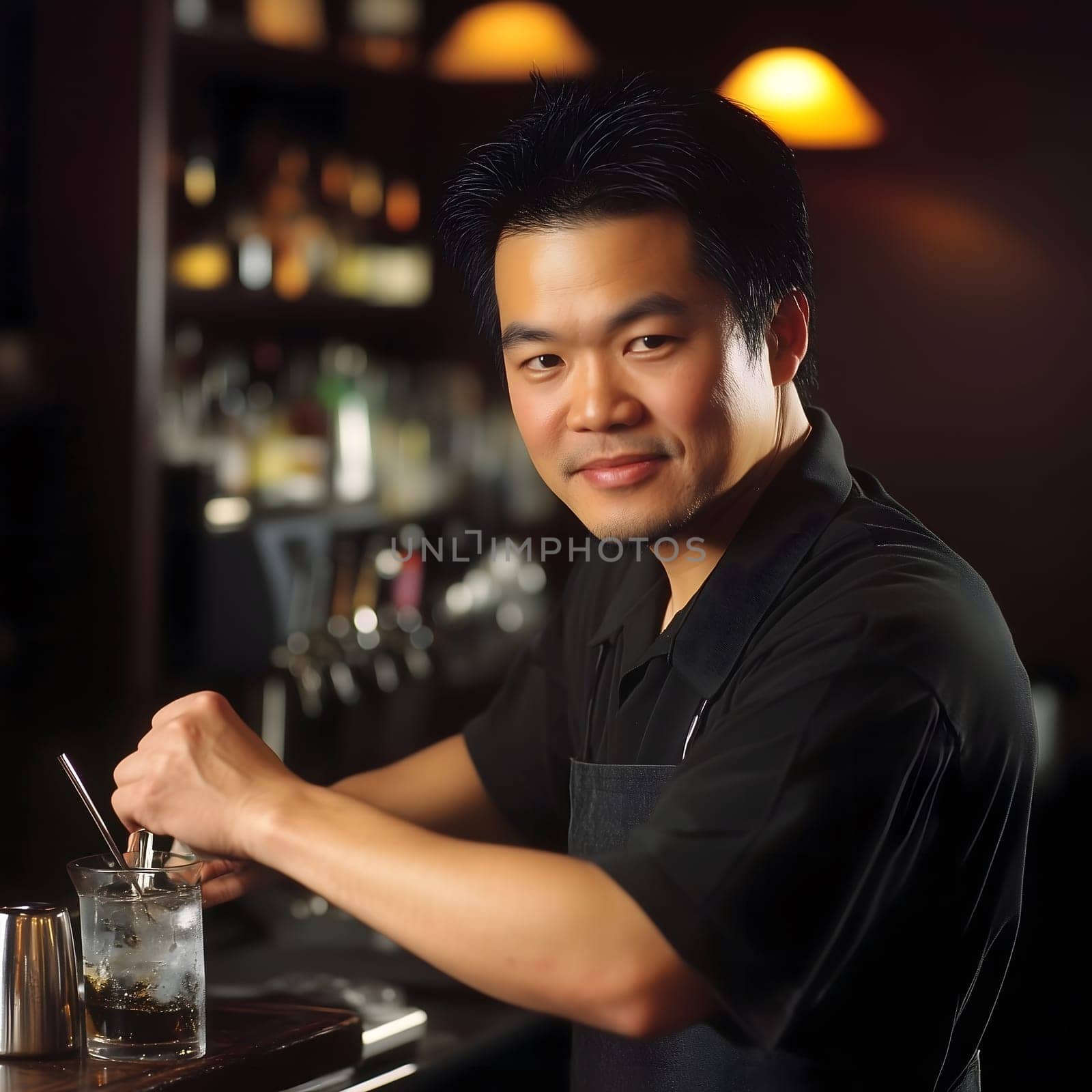 Smiling Bartender Professional Barkeeper Man Male Bar Worker