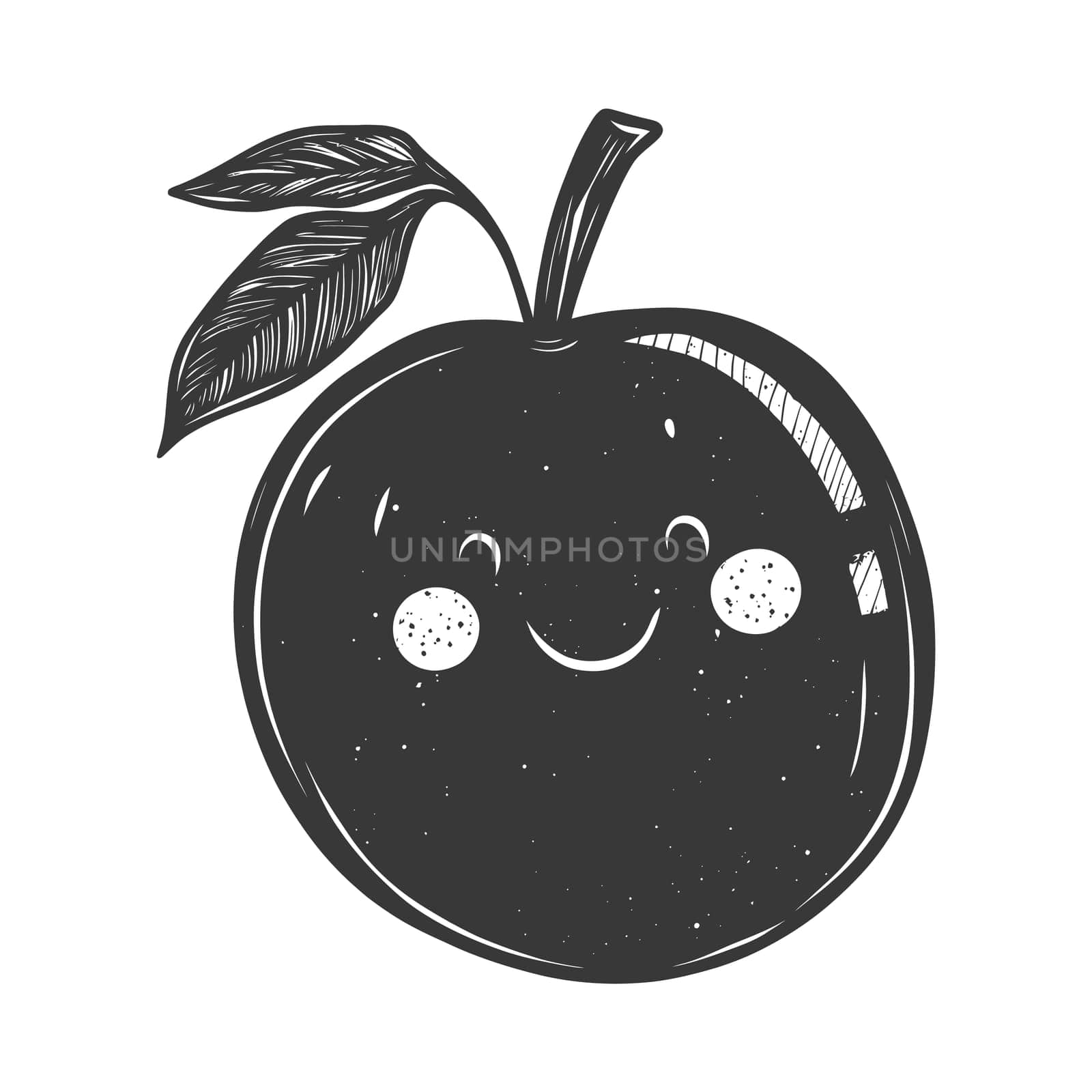 A Hand-Drawn Illustration of a Smiling Apple with a Leaf