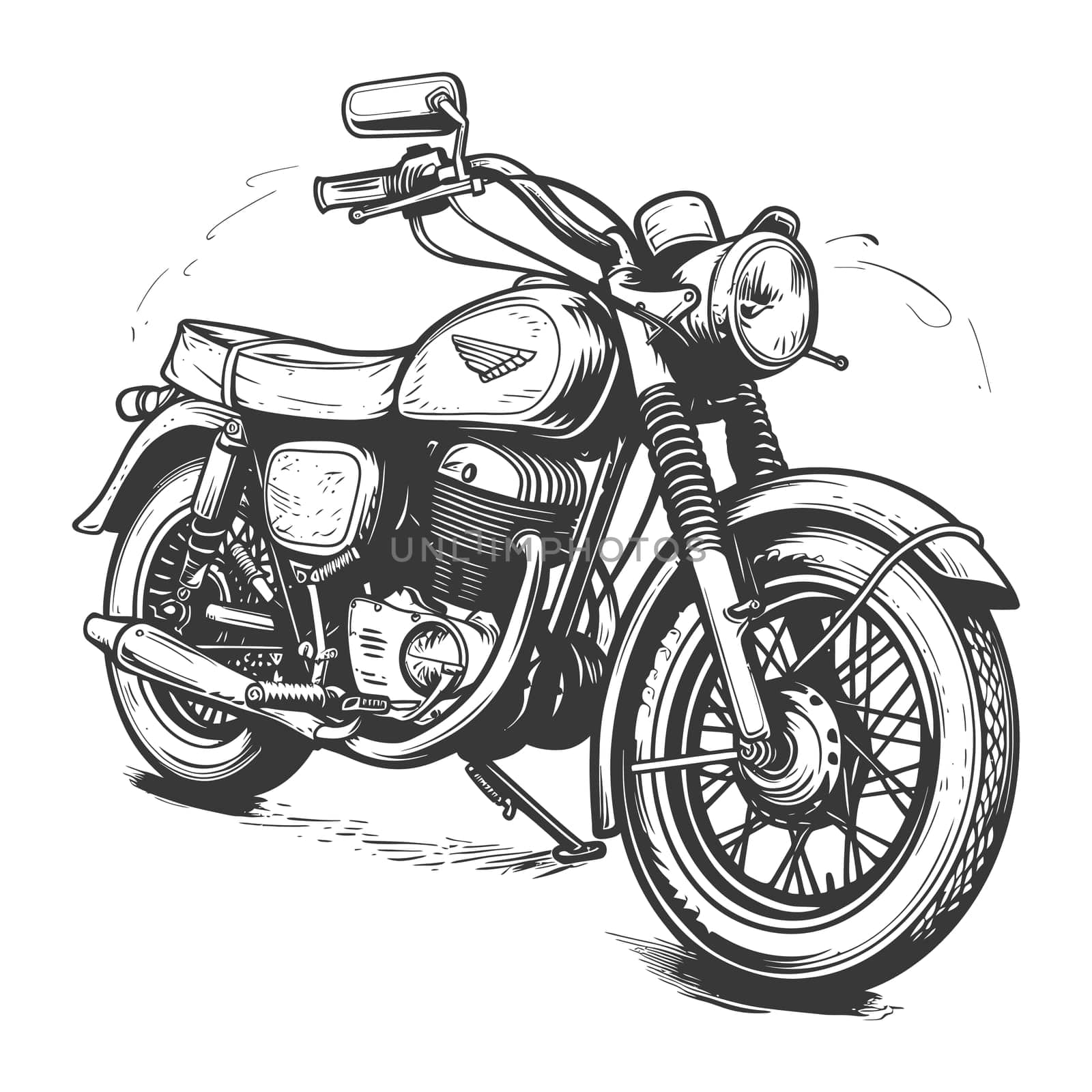 A Hand-Drawn Illustration of a Vintage Motorcycle