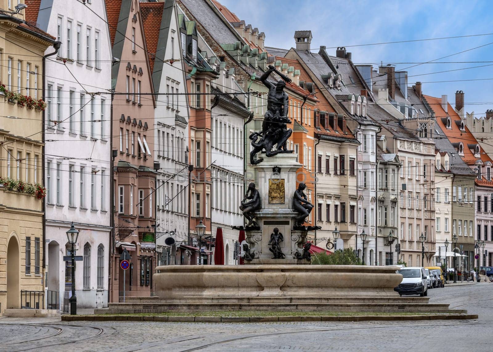 Herkules fountaion in the historic old town of Augsburg