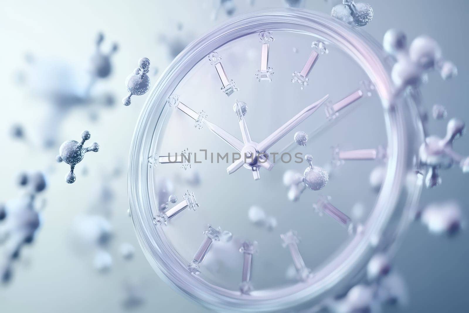 A clock adorned with abstract designs and Christmas decorations reflects the holiday spirit while showcasing the passage of time joyfully.