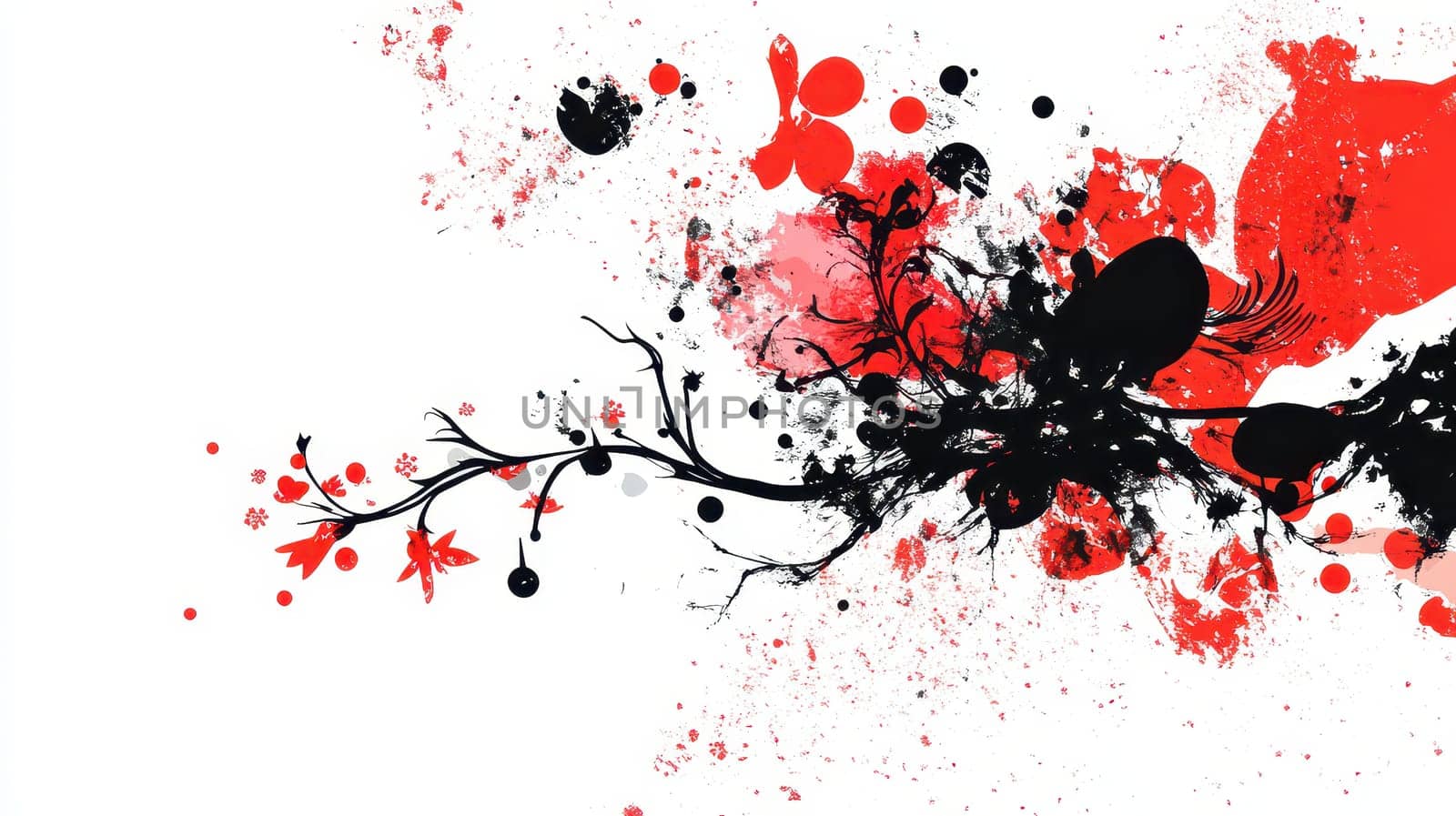 Colorful abstract design featuring festive motifs in red black and pink. This artwork captures the lively essence of the holiday season.