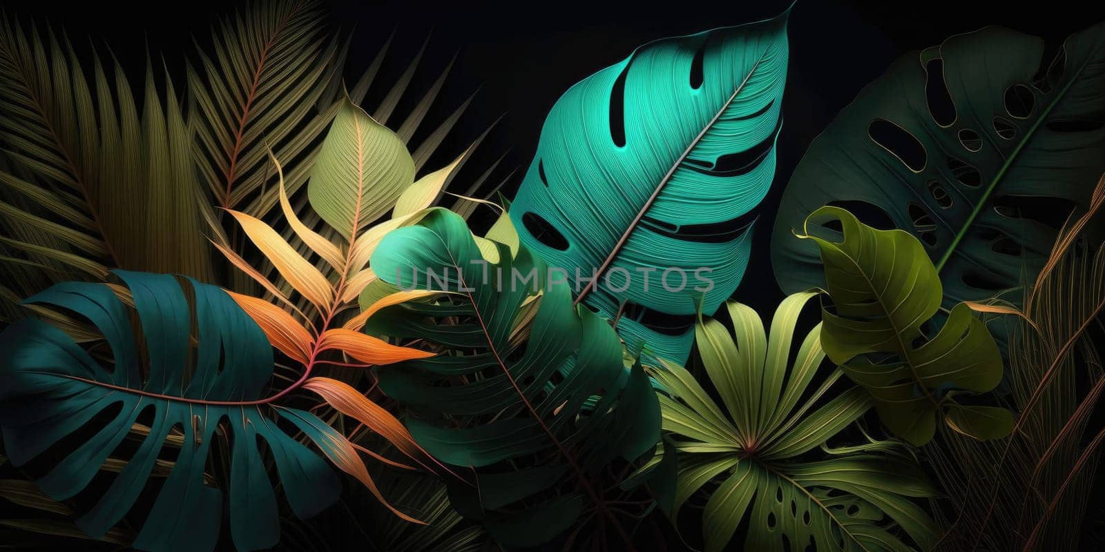 Lush jungle foliage stylized - AI generated