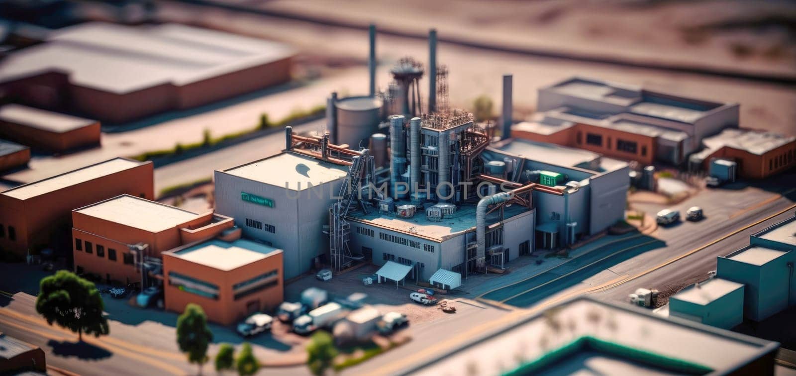 Miniature model of an industrial area - AI generated