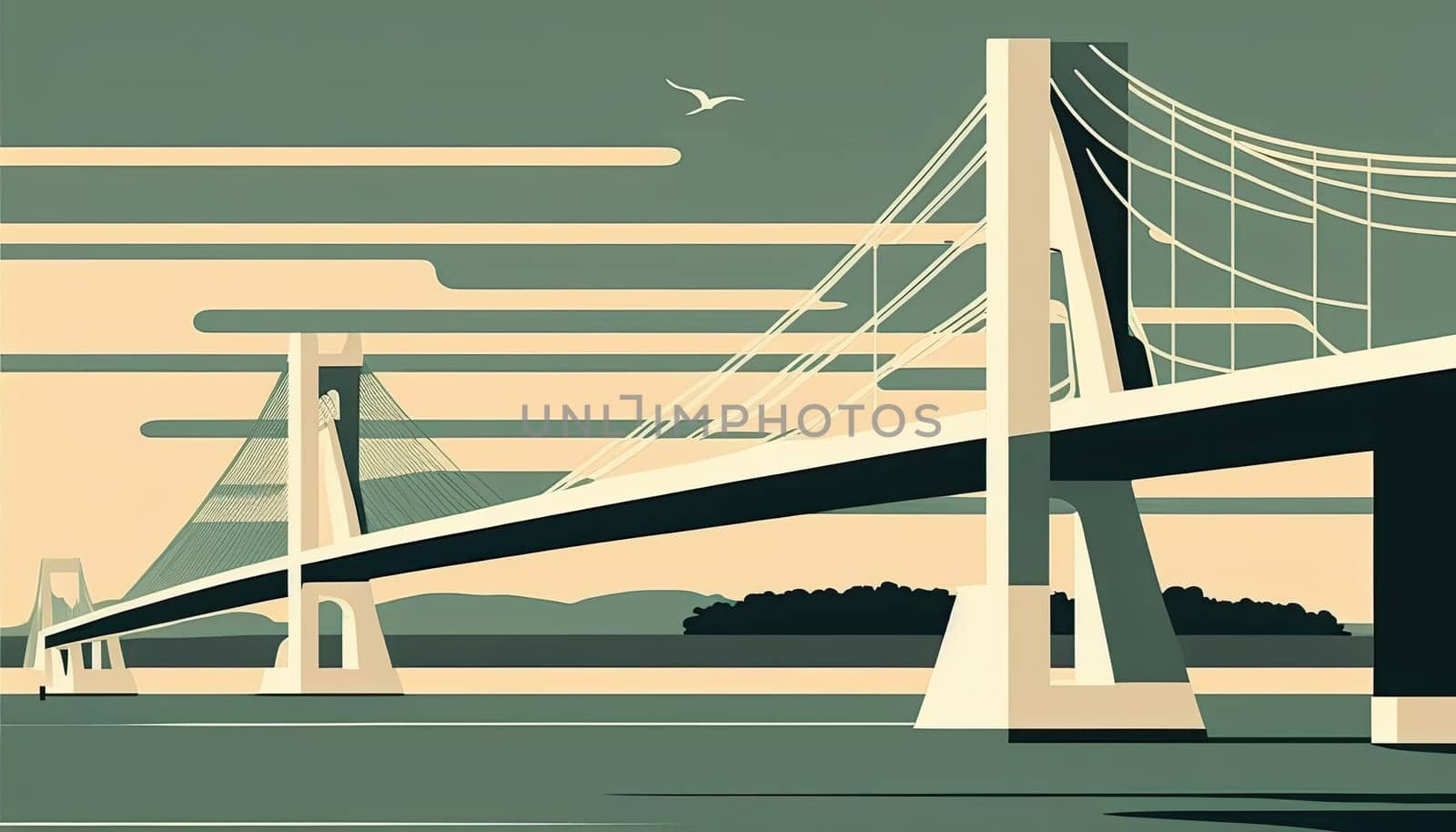 Bridge - Minimalistic flat design - AI generated