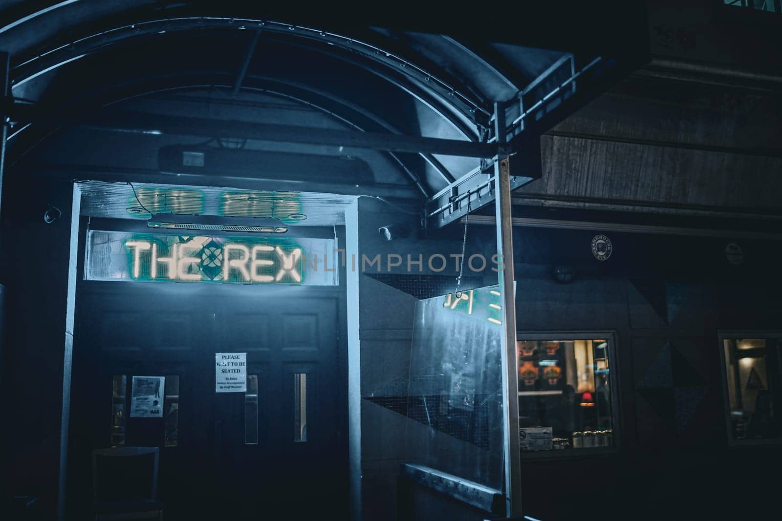 Jazz bar exterior at night. Shooting Location: Toronto