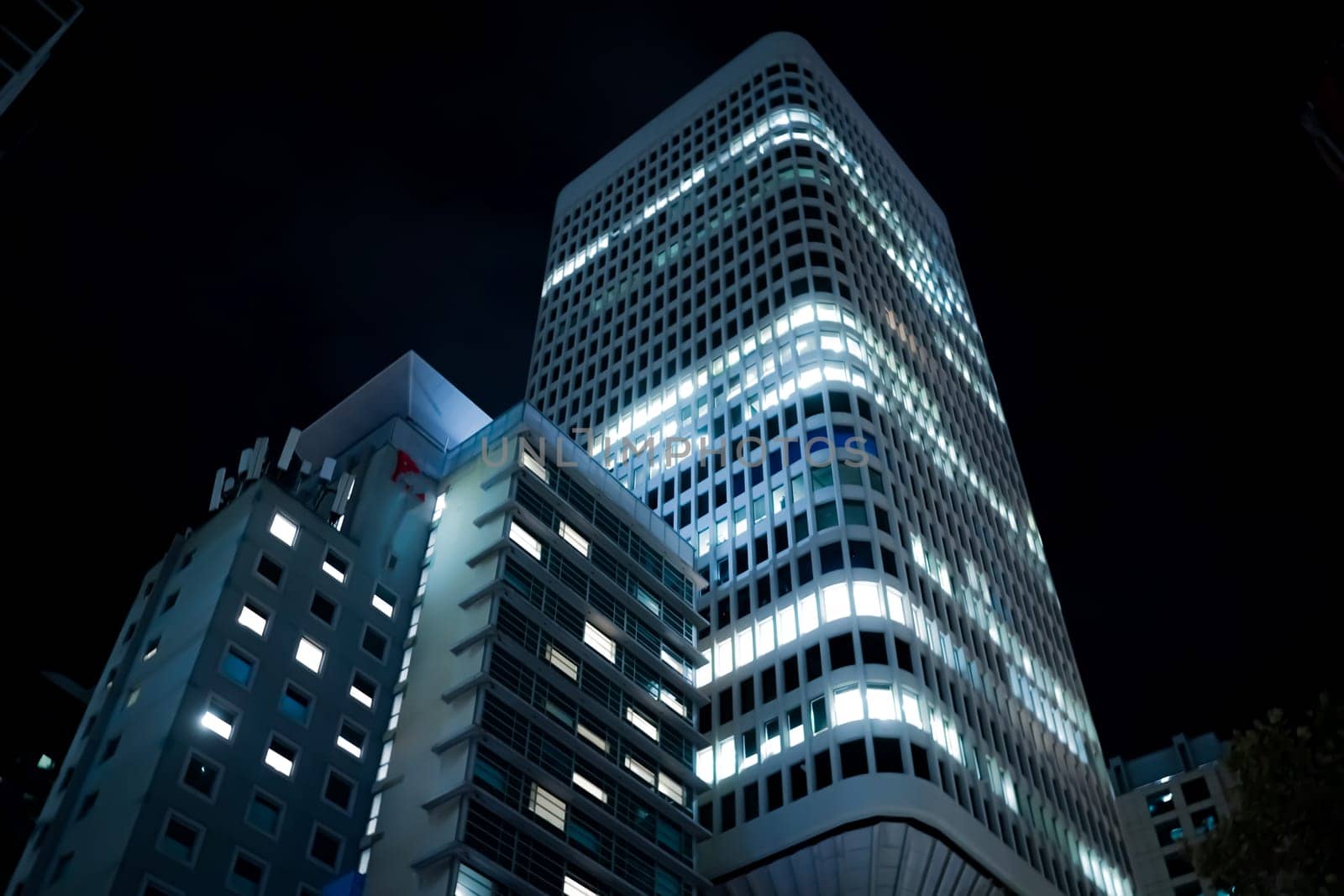 night view of sydney skyscrapers. Shooting Location: sydney, australia