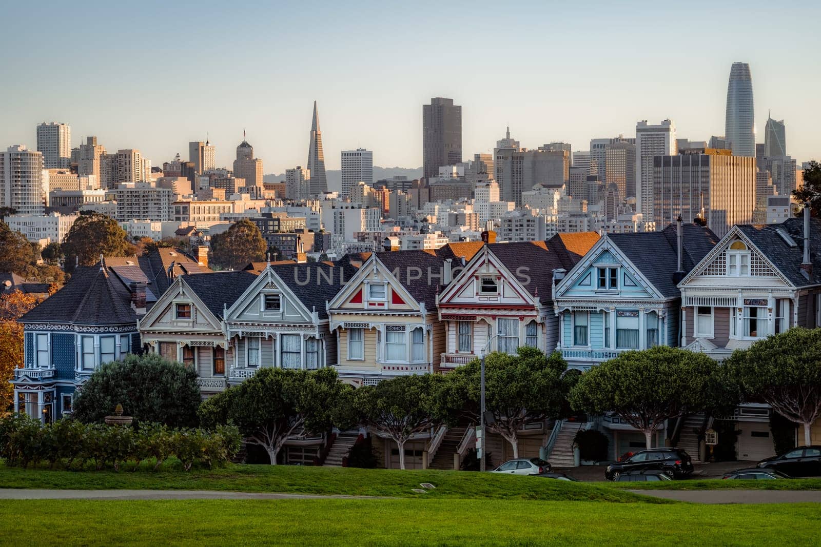 the famous painted ladies of san francisco in the morning light