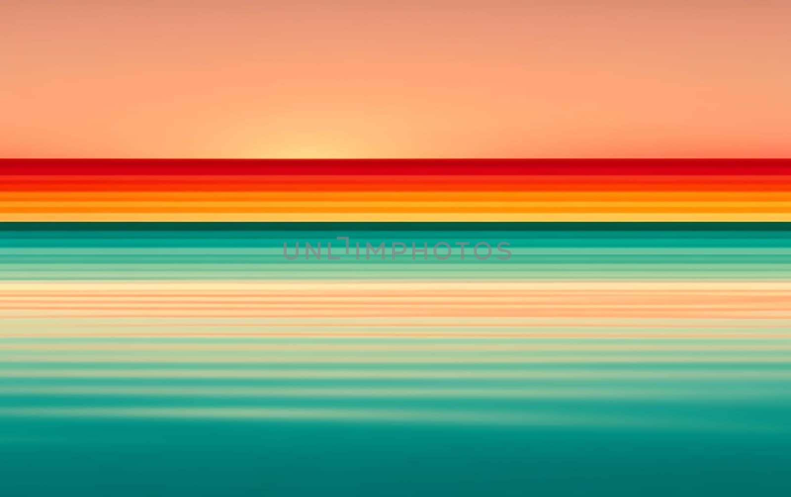 Abstract sunset over calm ocean with gradient sky.