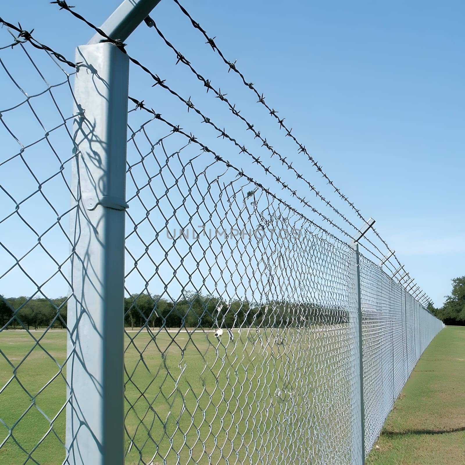 Barbed wire fence for security and protection boundary
