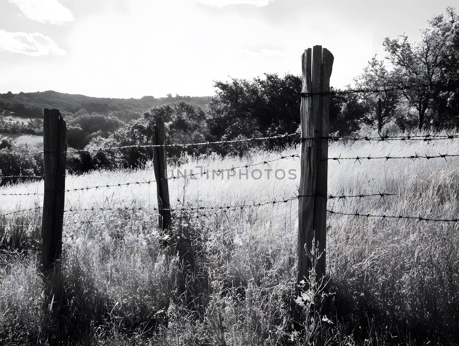 Barbed wire fence for security and protection boundary