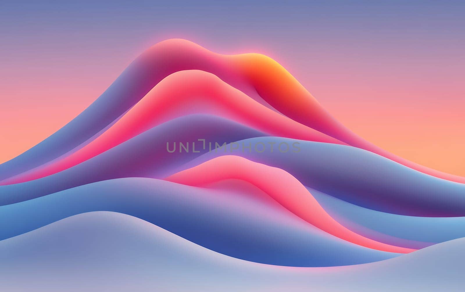 Vibrant abstract mountain range with sunset gradient.
