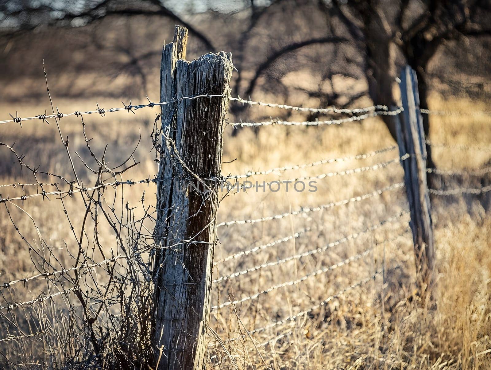 Barbed wire fence for security and protection boundary