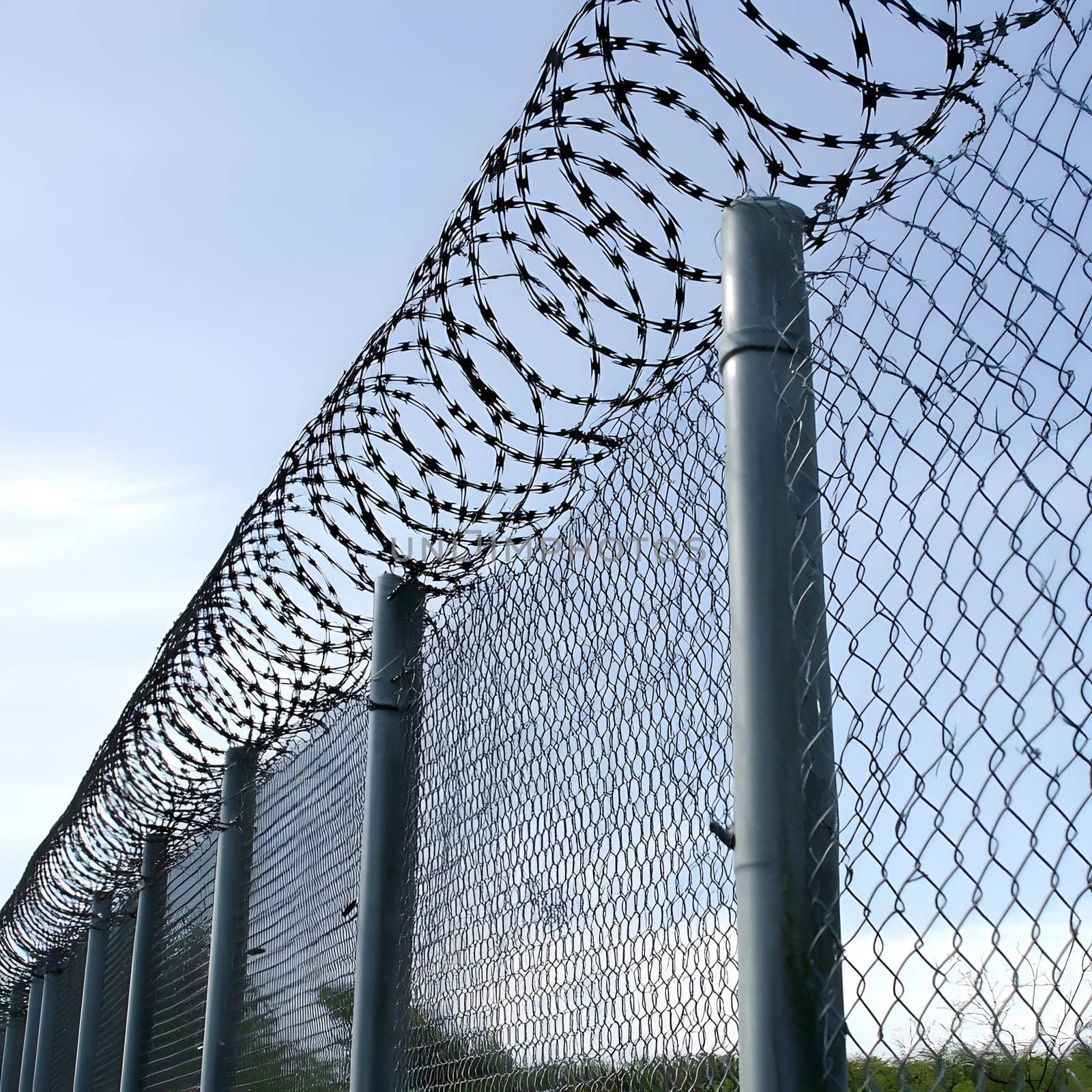 Barbed wire fence for security and protection boundary