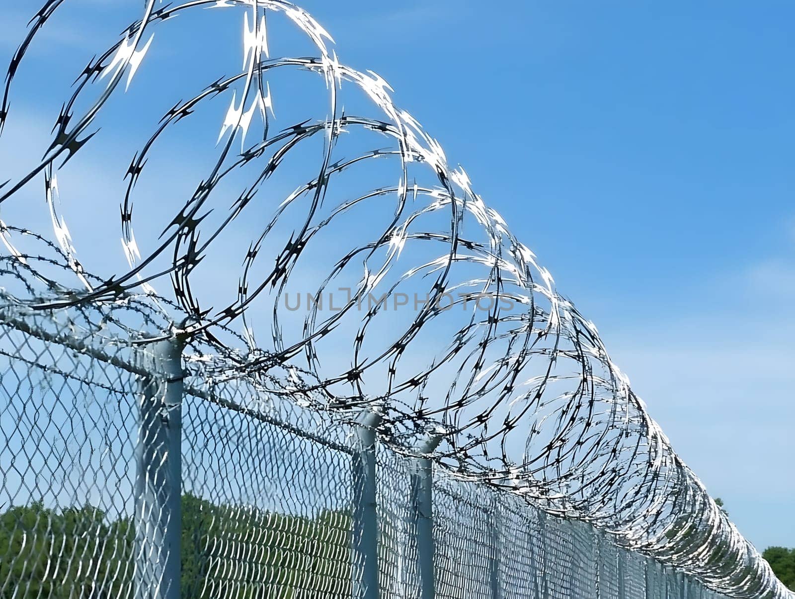 Barbed wire fence for security and protection boundary