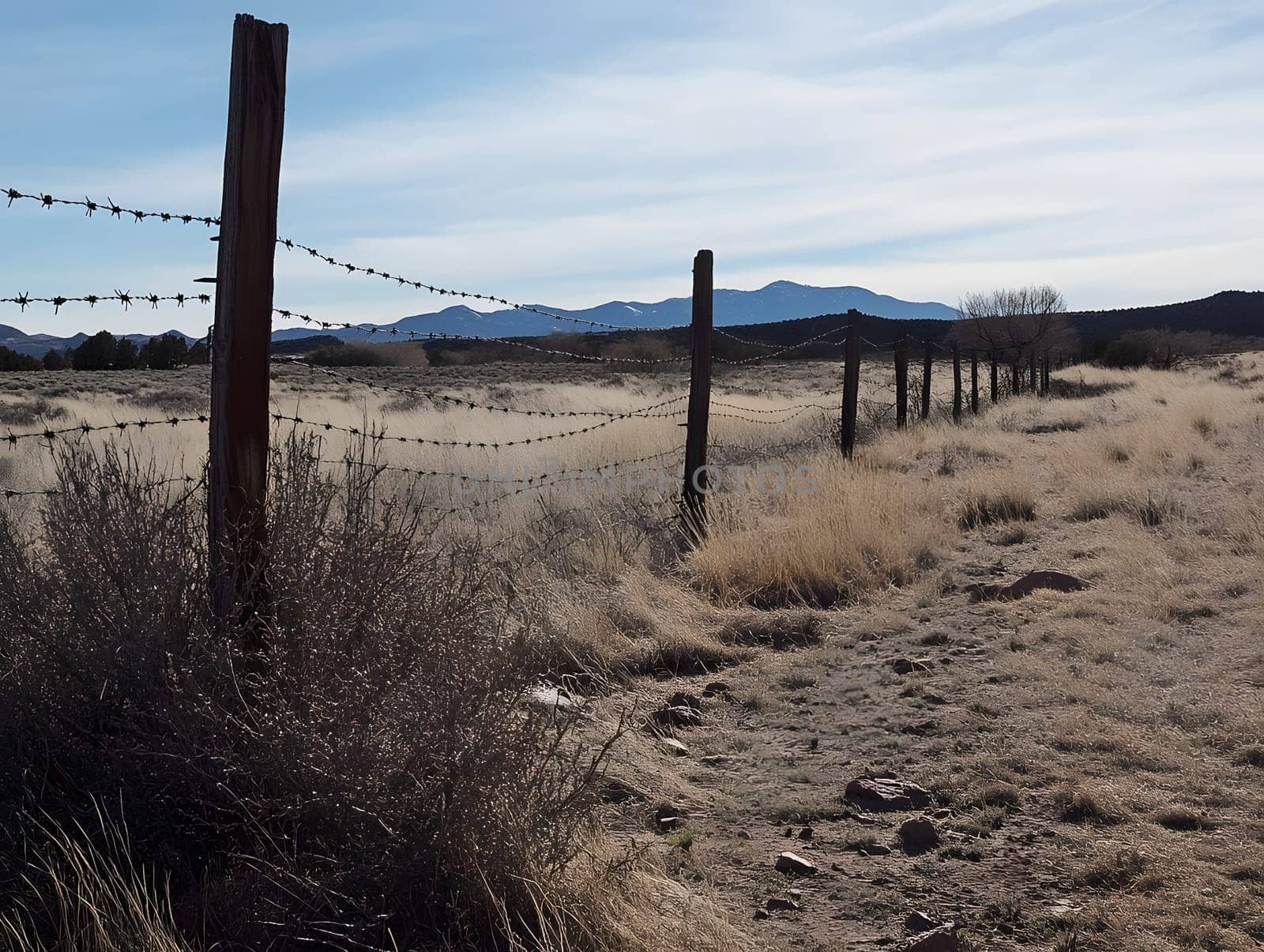 Barbed wire fence for security and protection boundary