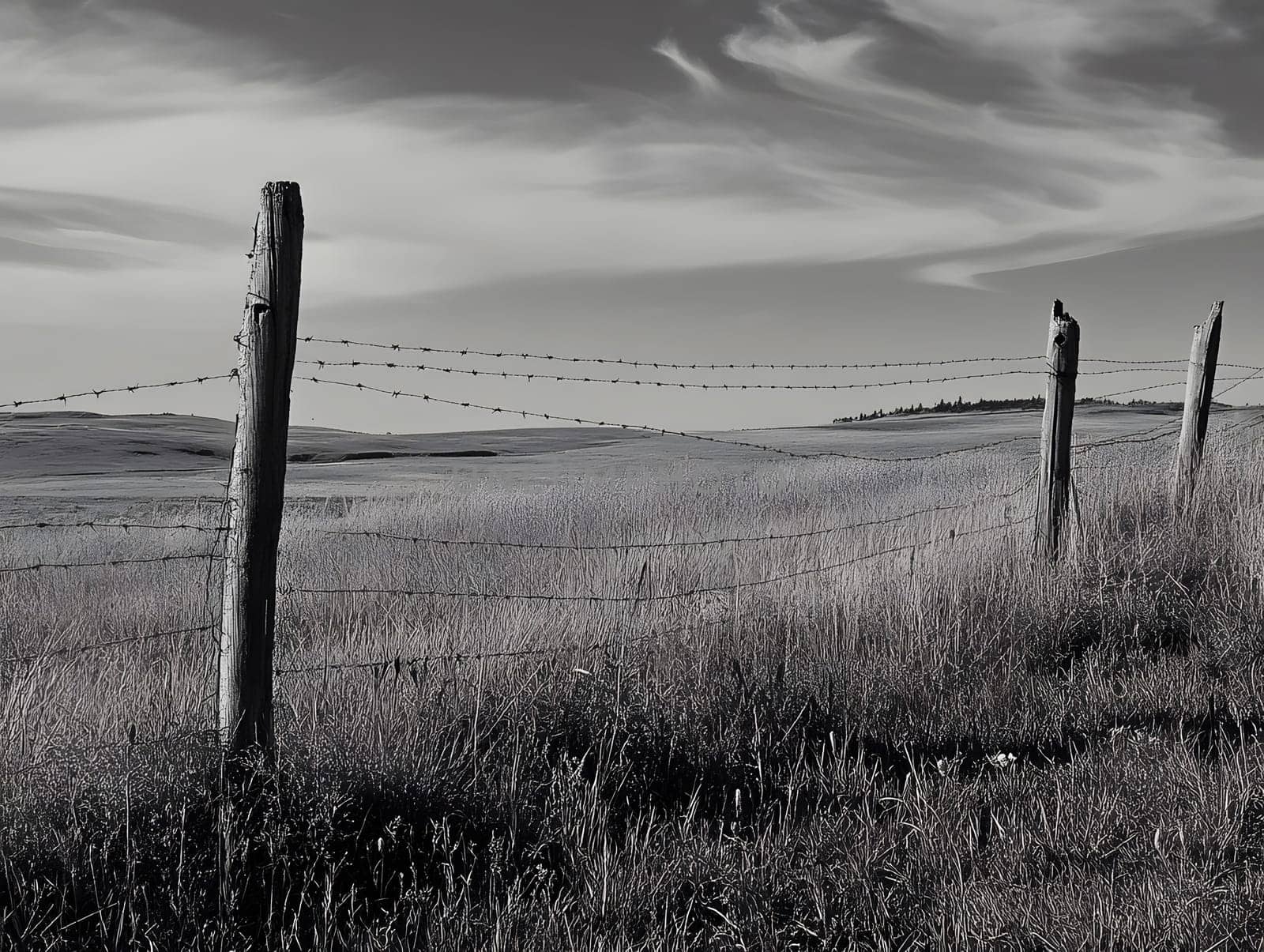 Barbed wire fence for security and protection boundary