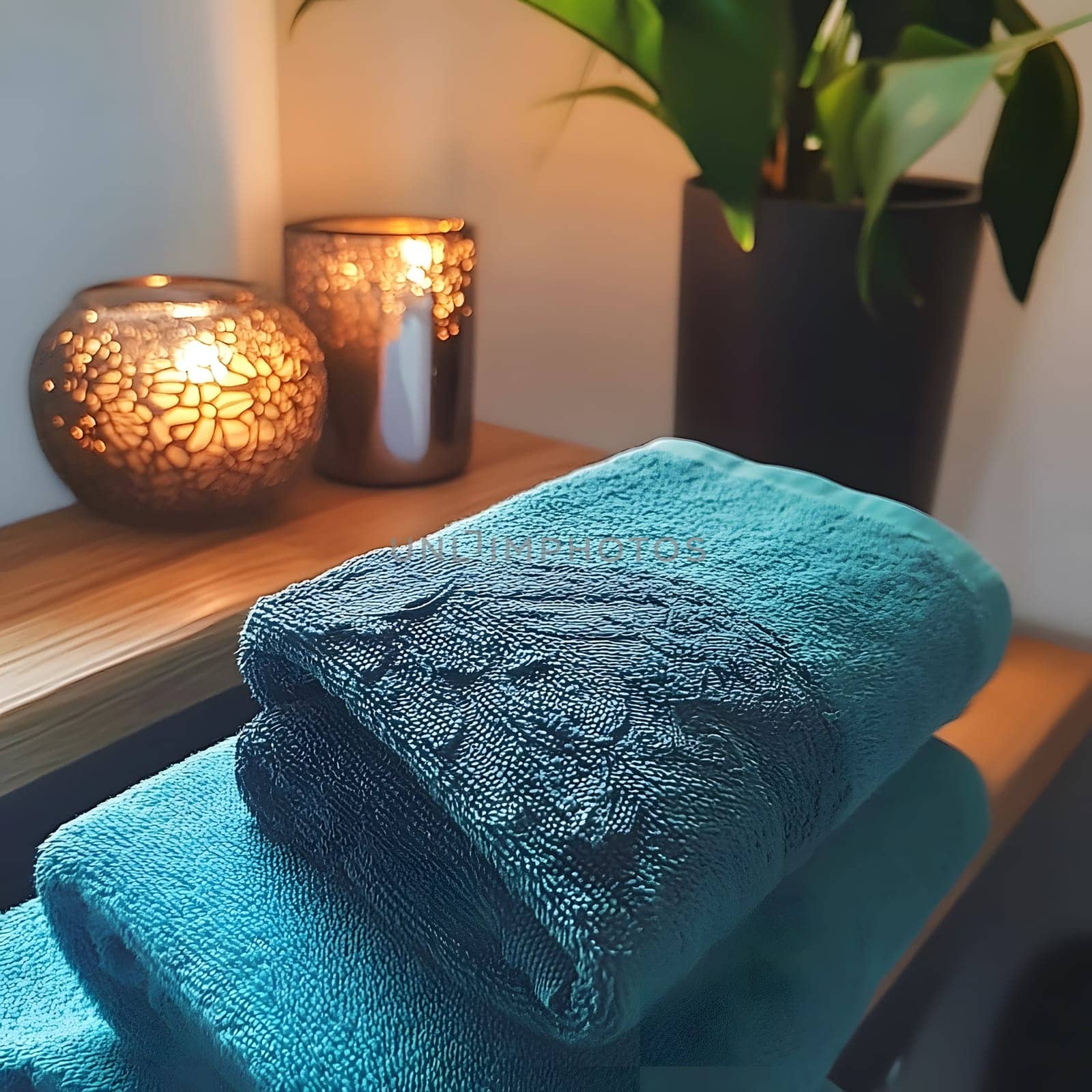 White Bath Towel Bathrom decor soft spa with candles