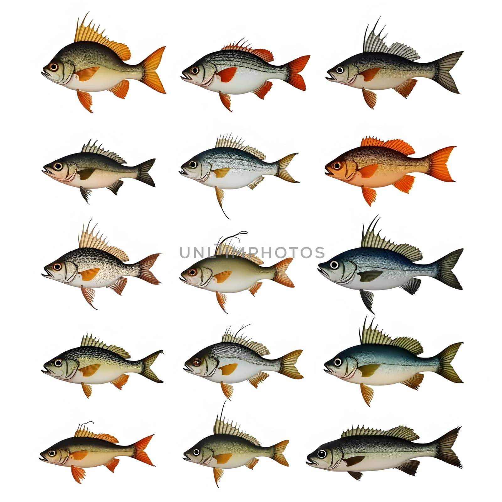 Set collection of the various fishes