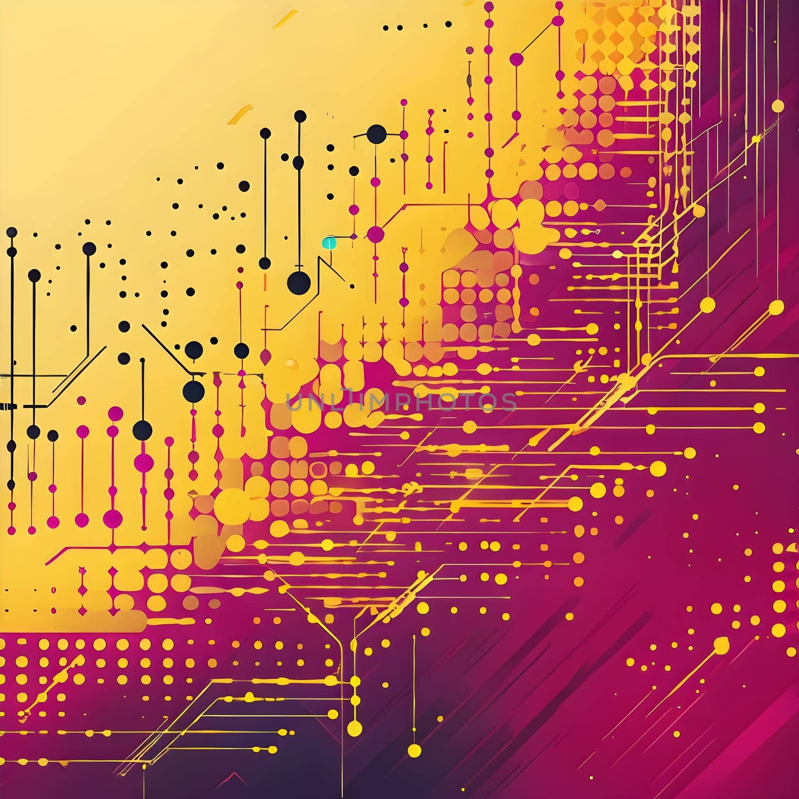 artificial intelligence, lines, dots and pattern in vibrant hues