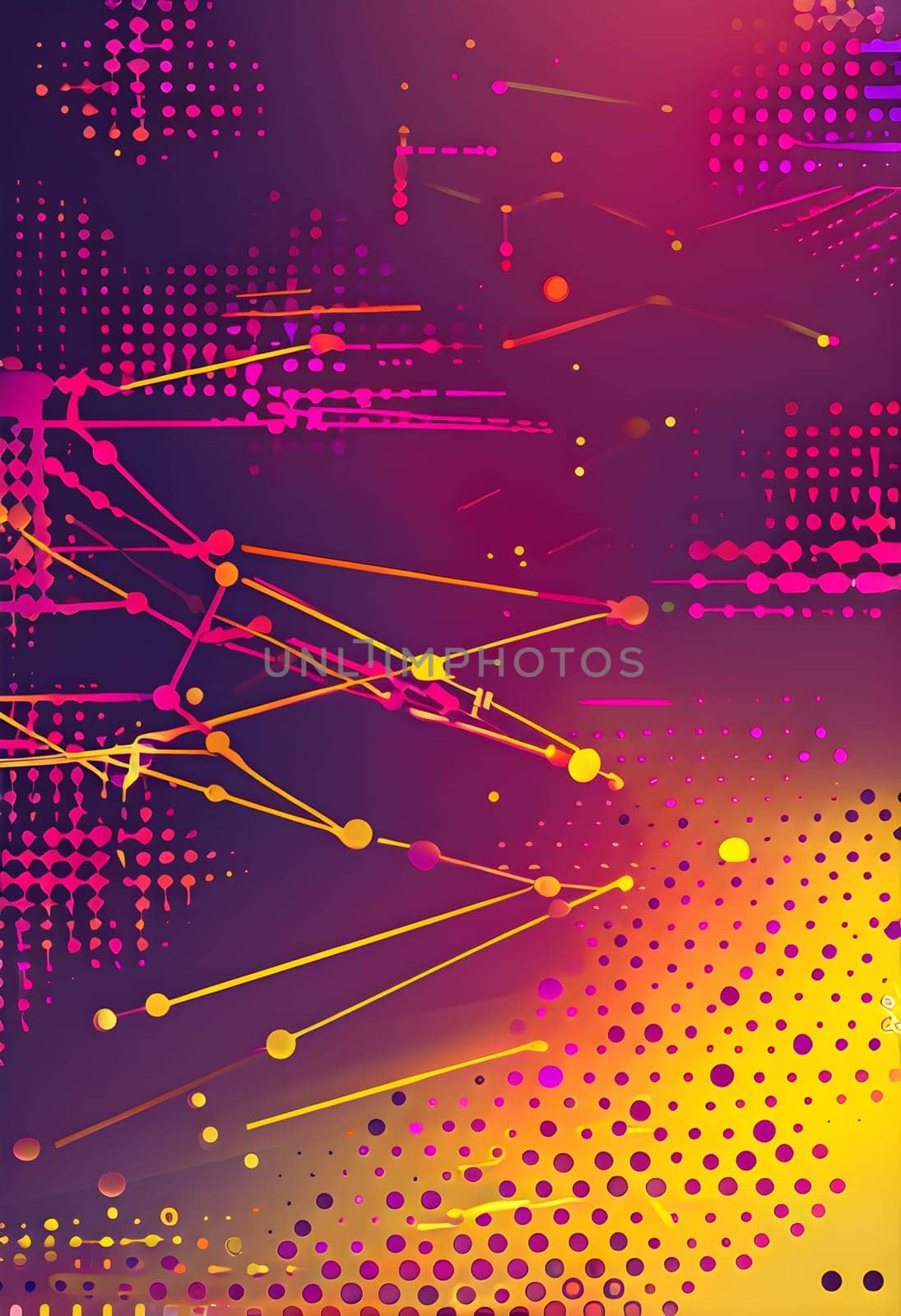artificial intelligence, lines, dots and pattern in vibrant hues