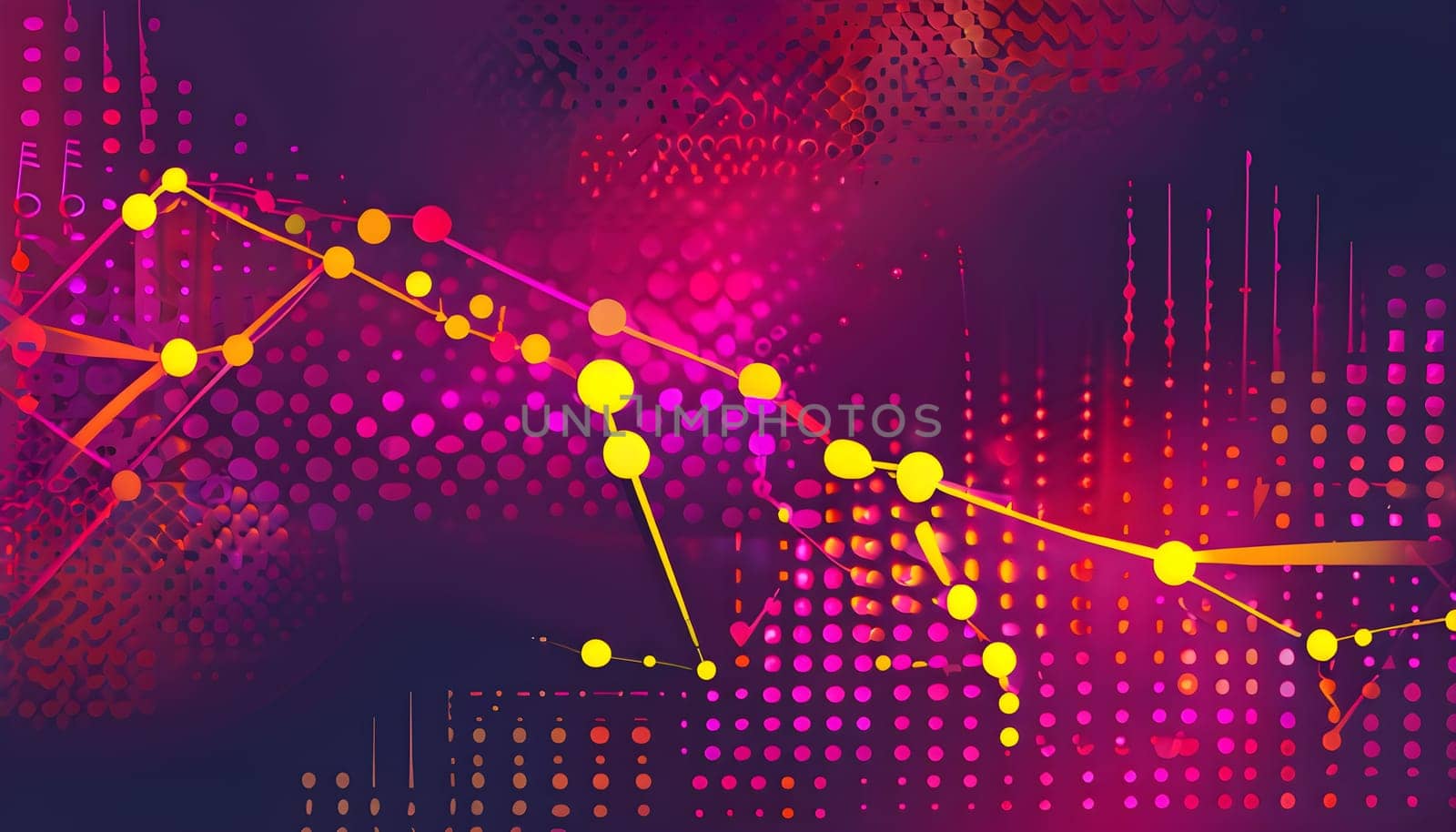 artificial intelligence, lines, dots and pattern in vibrant hues
