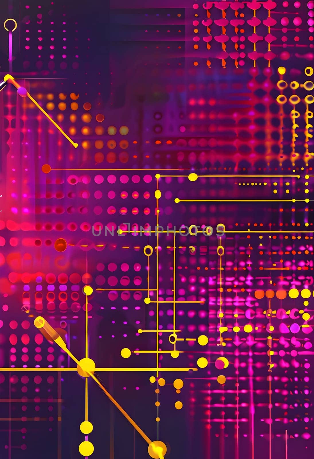 artificial intelligence, lines, dots and pattern in vibrant hues