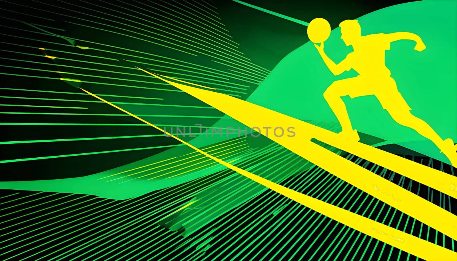 Converging digital lines and sport athletes silhouettes in vibrant colors, creating an abstract pattern to show AI’s impact in sports training
