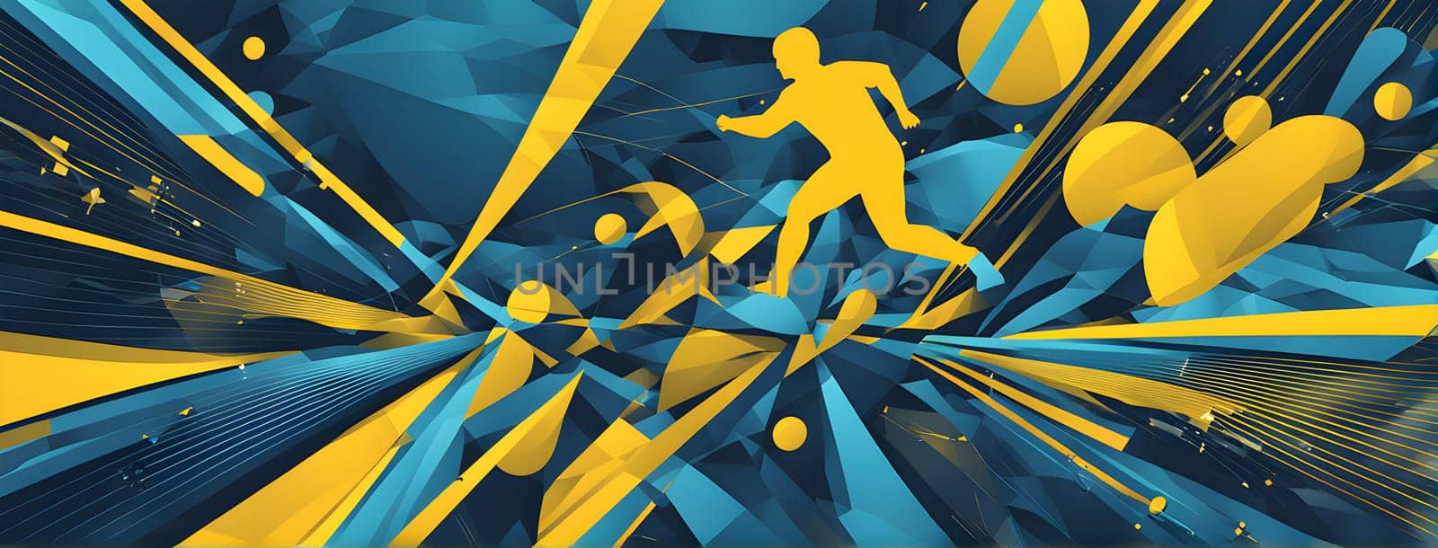 Converging digital lines and sport athletes silhouettes in vibrant colors, creating an abstract pattern to show AI’s impact in sports training